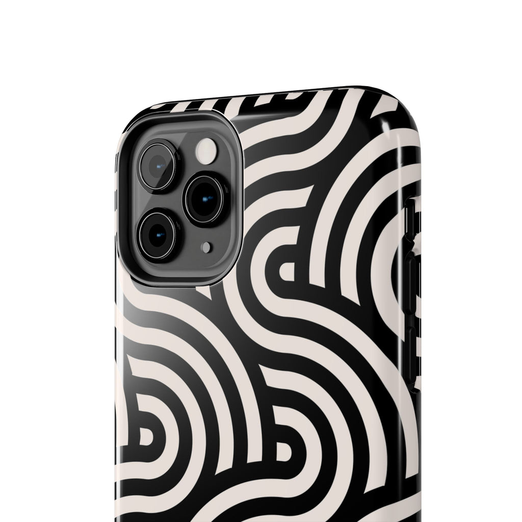 Maroon & Blush Striped Tough Phone Case — Durable Protective iPhone Cover