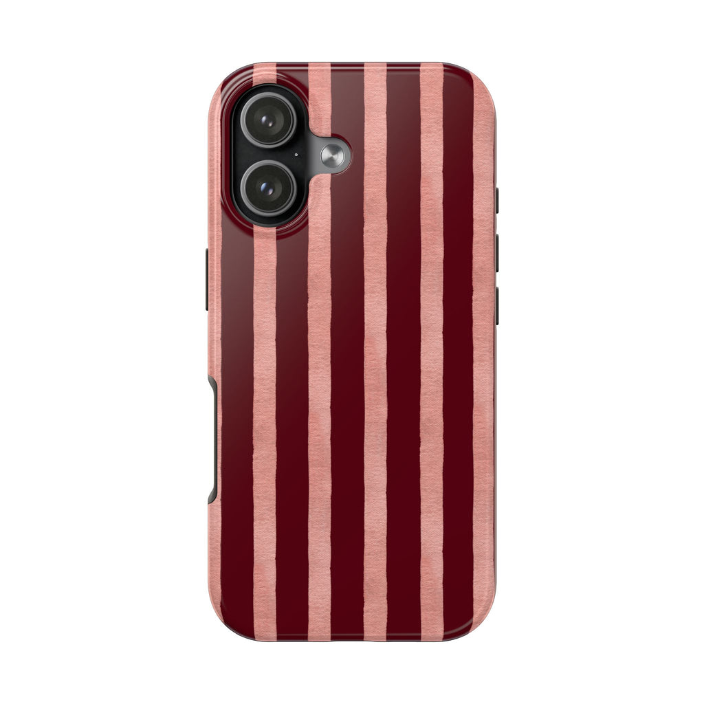 Blush Column | Burgundy & Soft Pink Stripe Phone Case
