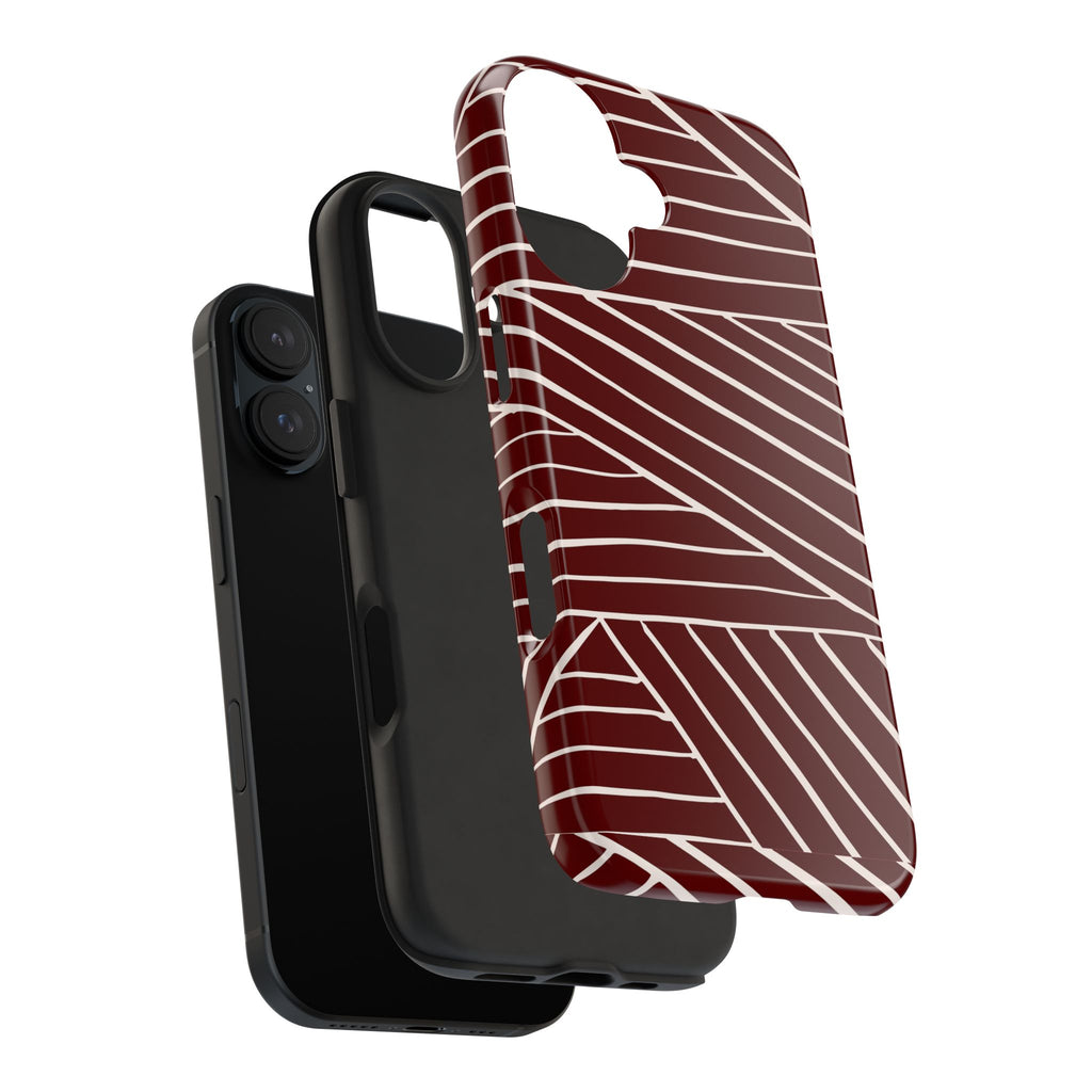 Crimson Form | Burgundy Abstract Stripe Phone Case