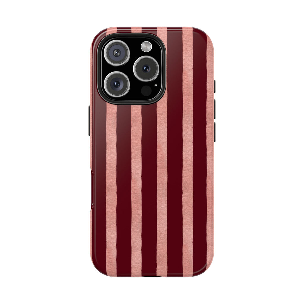 Blush Column | Burgundy & Soft Pink Stripe Phone Case