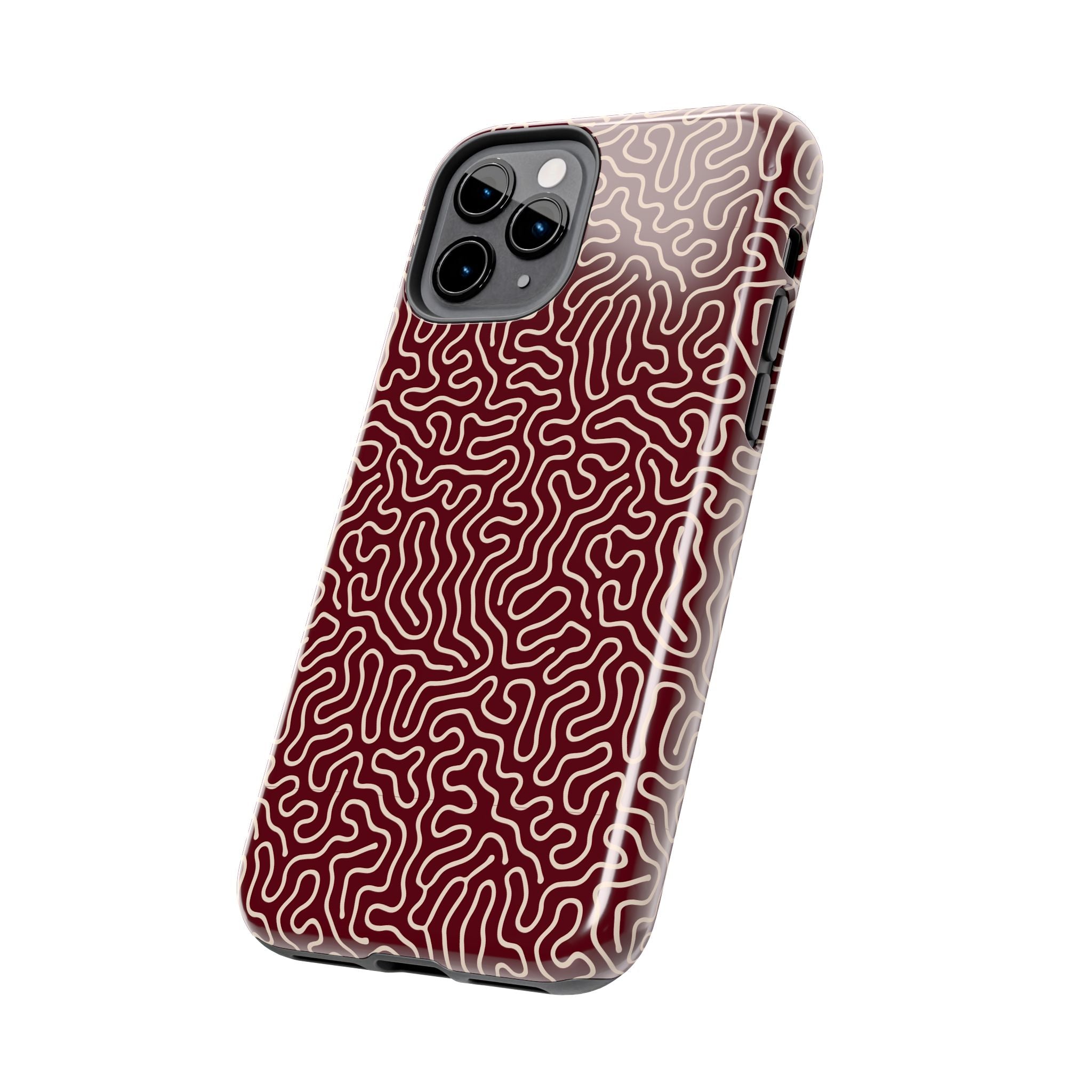 Crimson Reverie | Burgundy Abstract Line Phone Case