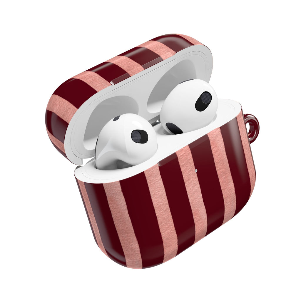 Blush Column | Burgundy & Soft Pink Stripe AirPods Case