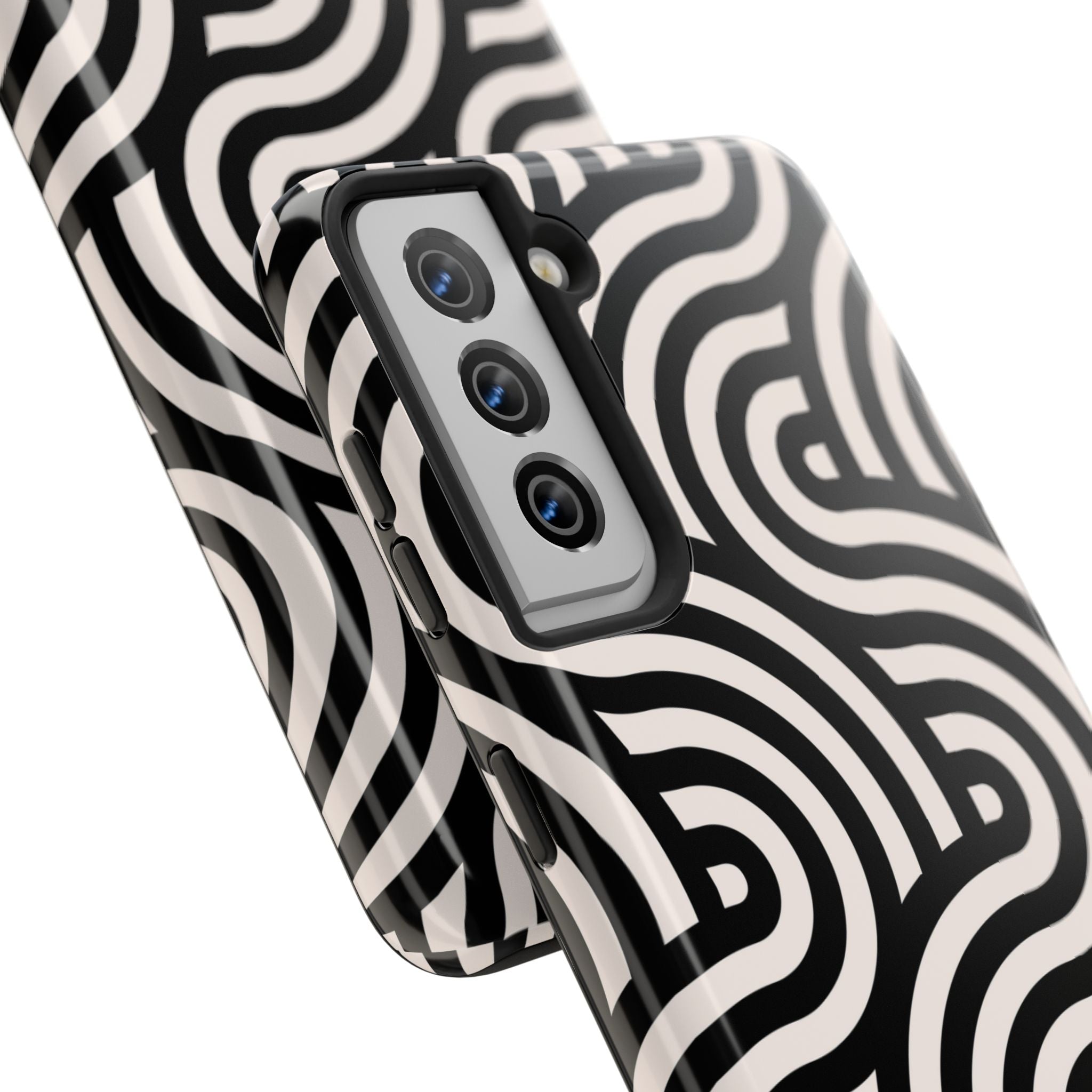Maroon & Blush Striped Tough Phone Case — Durable Protective iPhone Cover