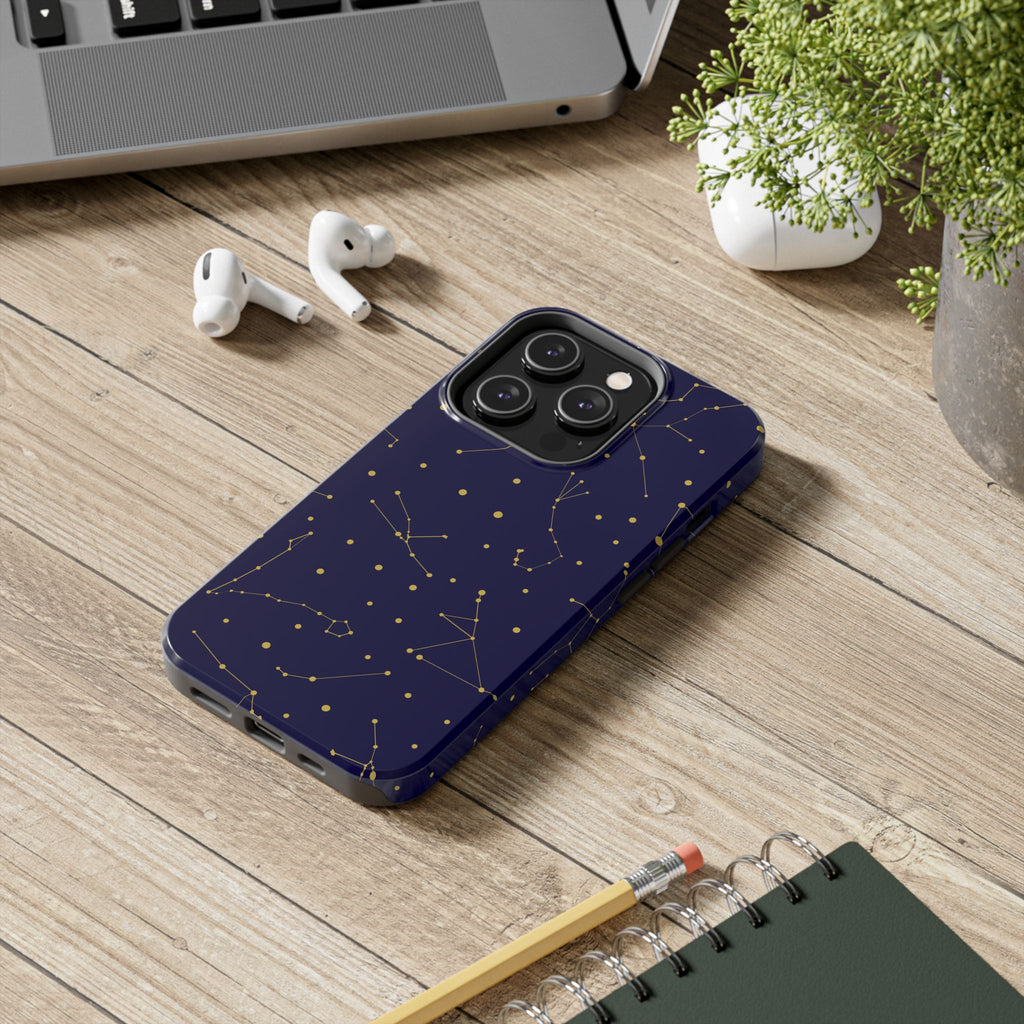 Maroon & Blush Striped Tough Phone Case — Durable Protective iPhone Cover