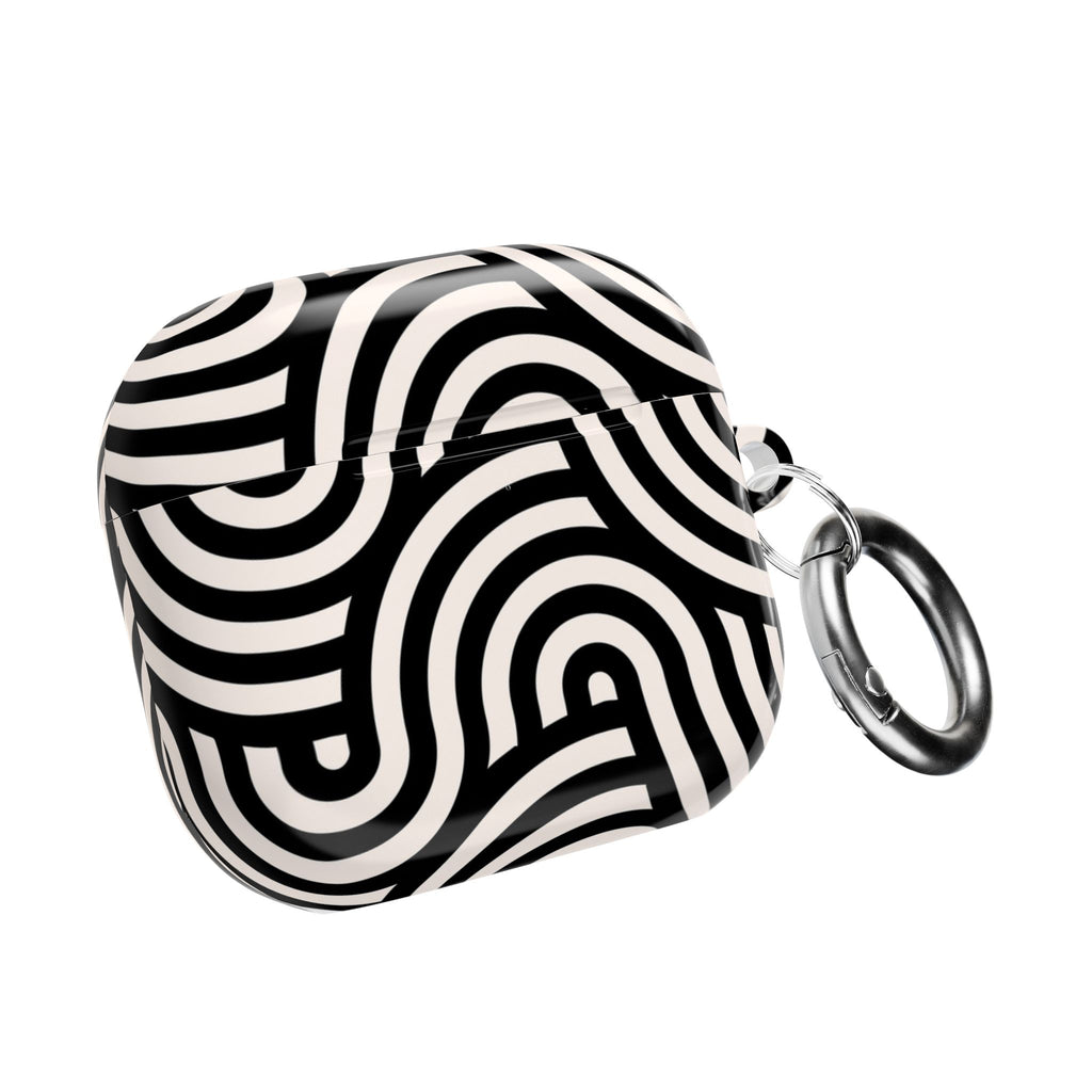 Noir Wave | Black & Cream Retro Curve AirPods Case