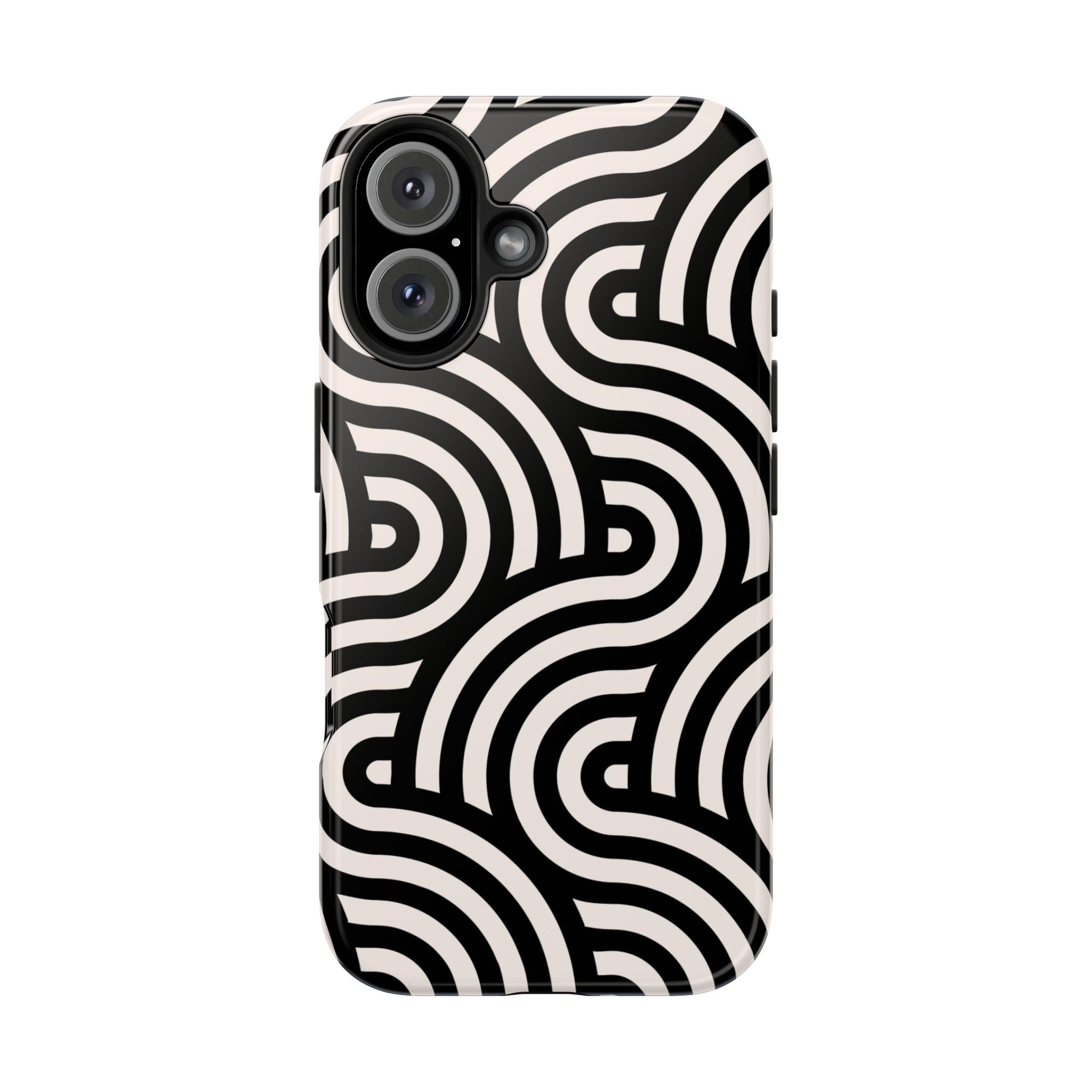 Maroon & Blush Striped Tough Phone Case — Durable Protective iPhone Cover