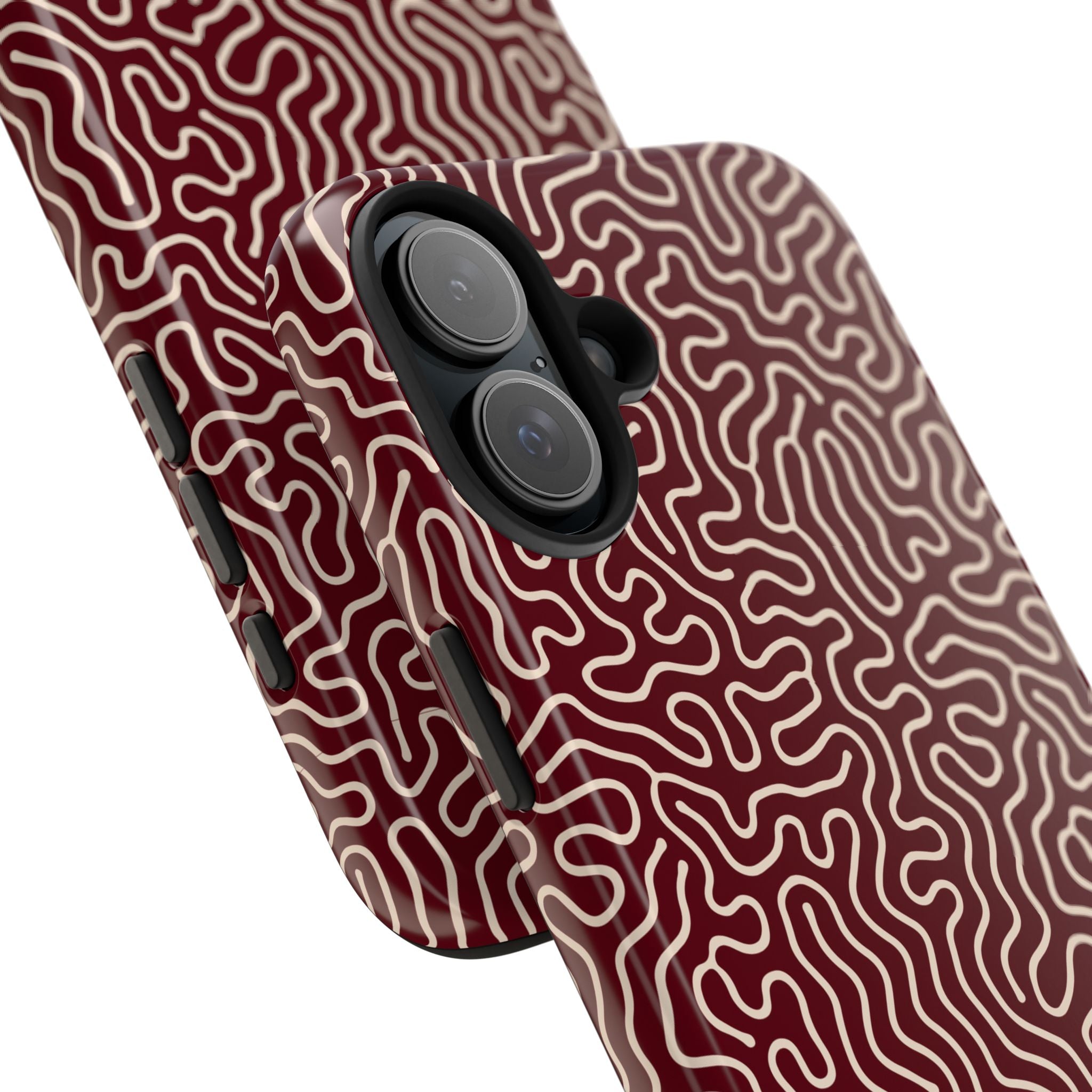 Crimson Reverie | Burgundy Abstract Line Phone Case