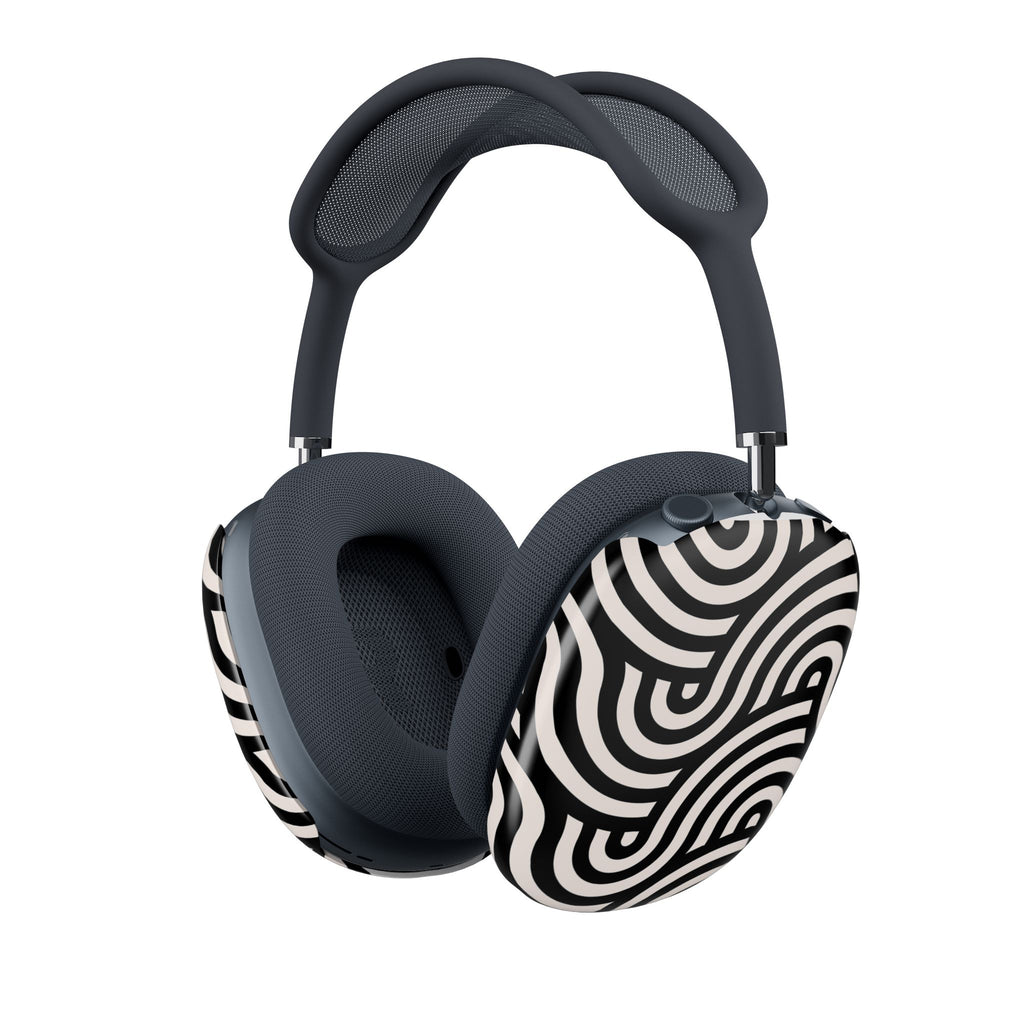 Noir Wave | Black & Cream Retro Curve AirPods Max Case