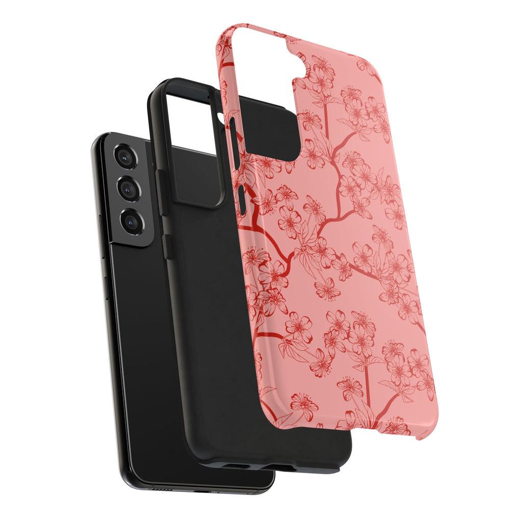 Maroon & Blush Striped Tough Phone Case — Durable Protective iPhone Cover