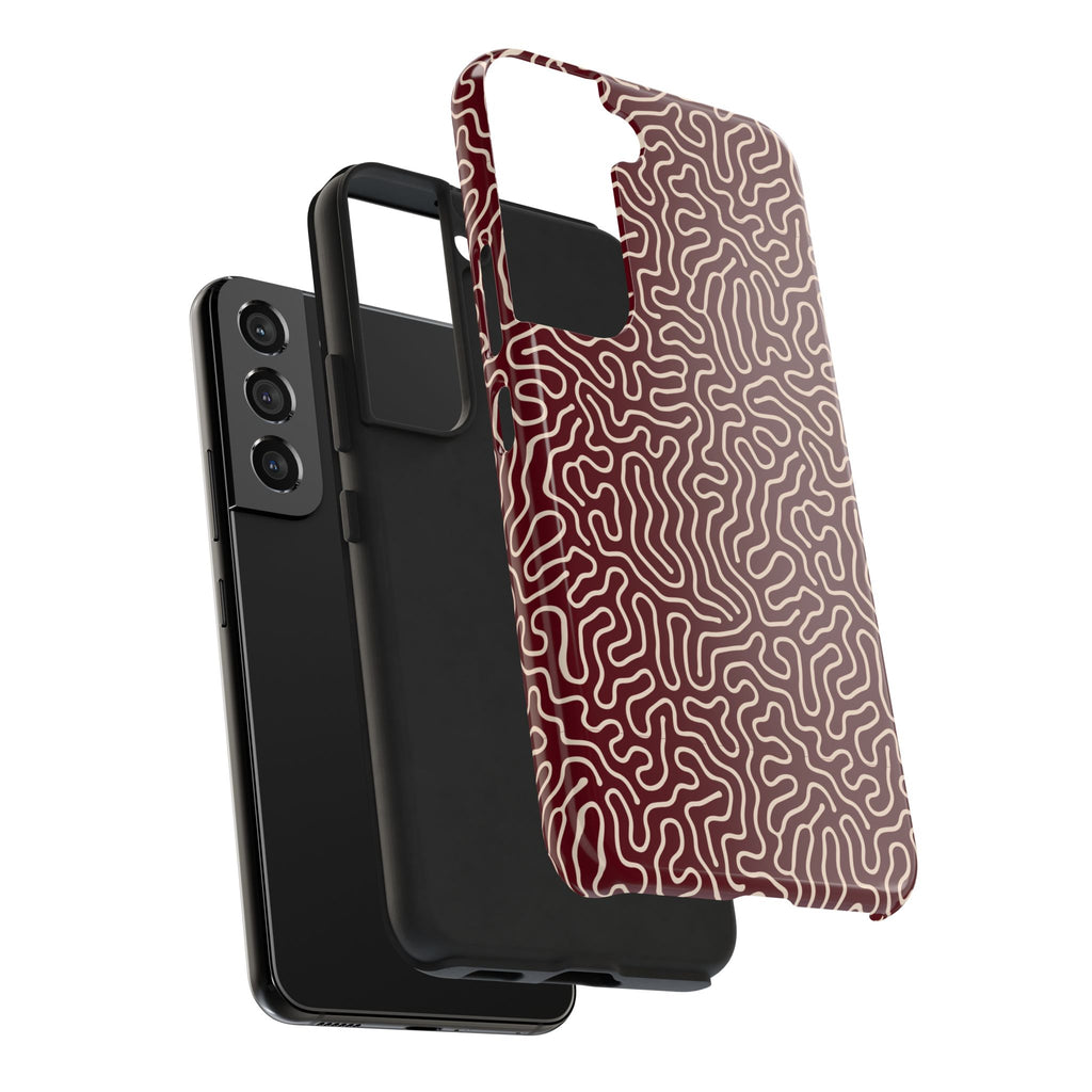 Crimson Reverie | Burgundy Abstract Line Phone Case