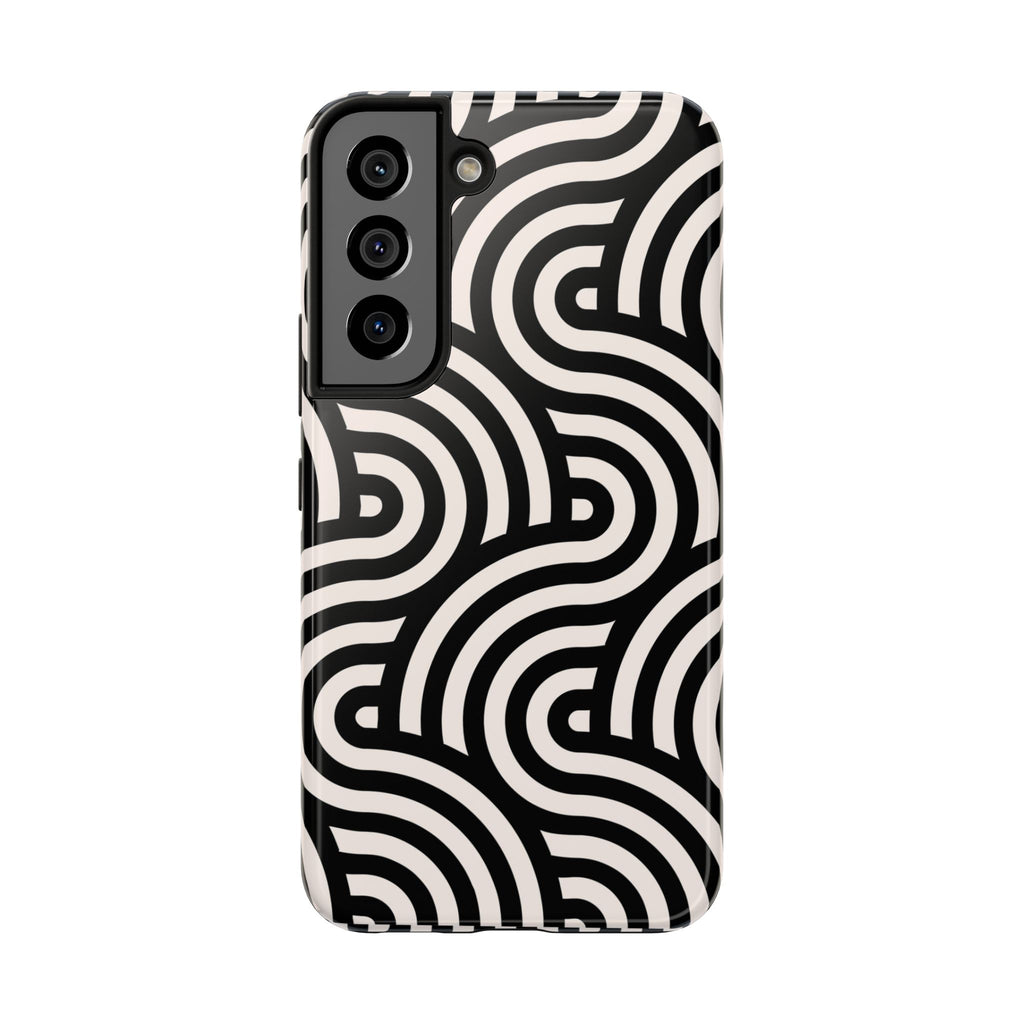 Maroon & Blush Striped Tough Phone Case — Durable Protective iPhone Cover