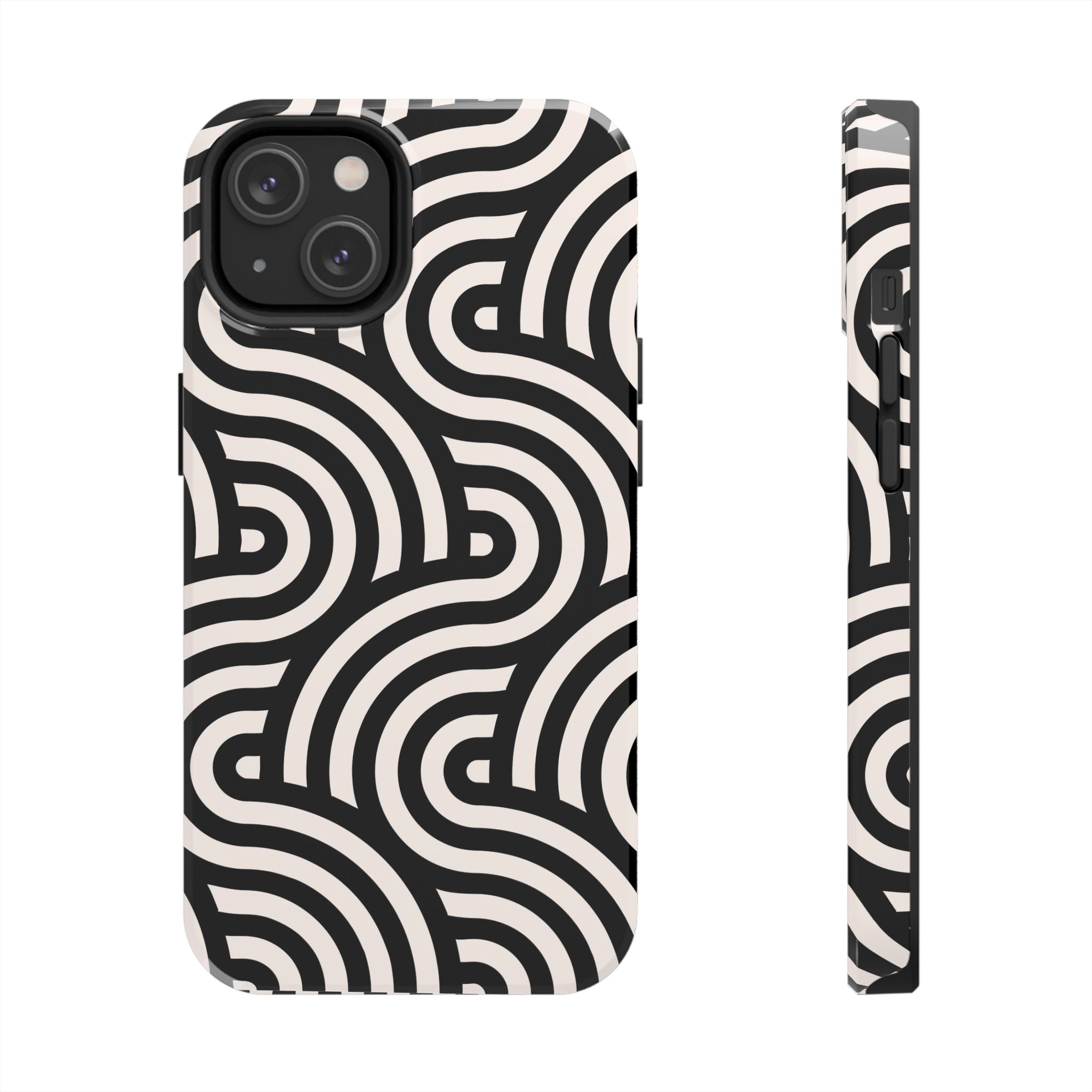 Maroon & Blush Striped Tough Phone Case — Durable Protective iPhone Cover