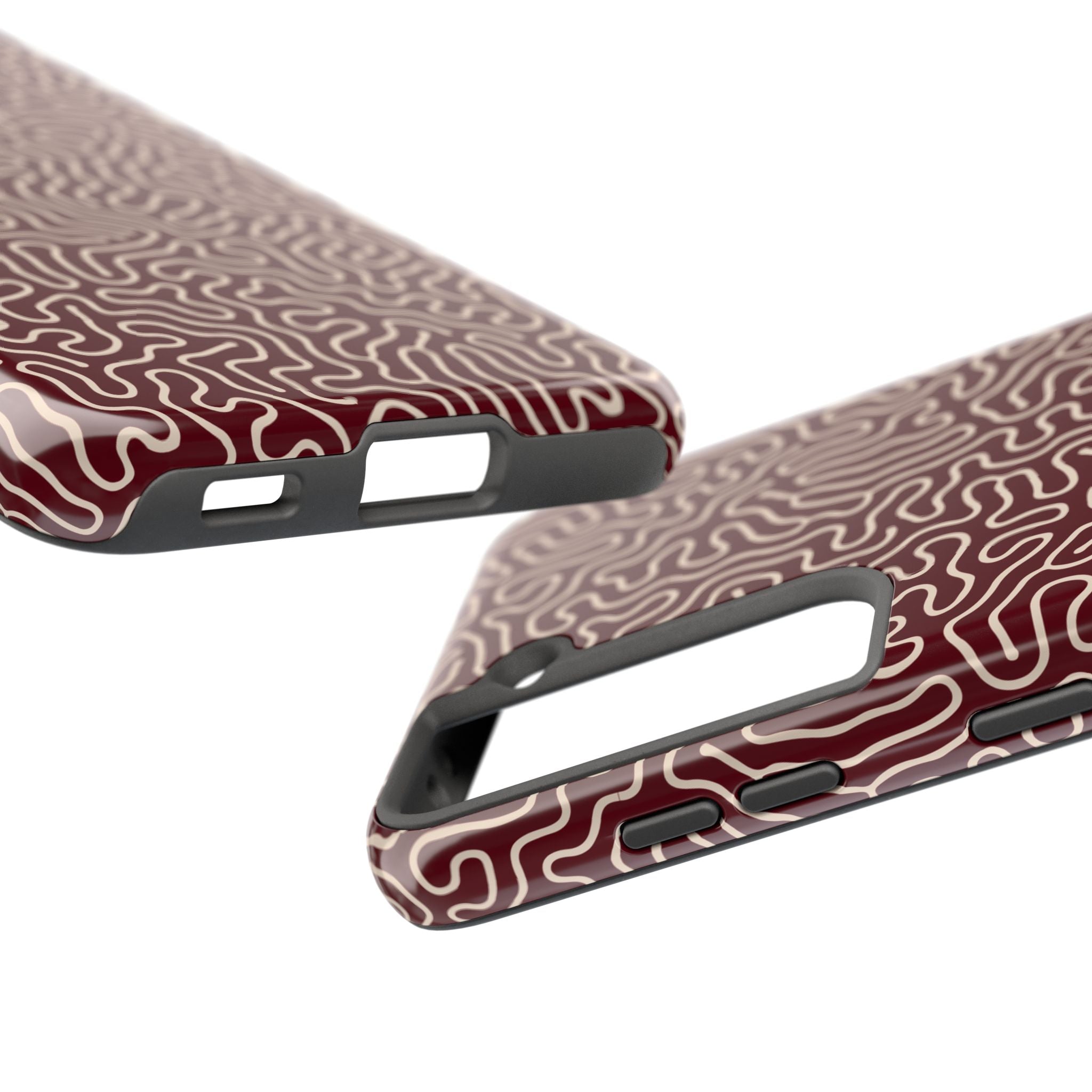 Crimson Reverie | Burgundy Abstract Line Phone Case