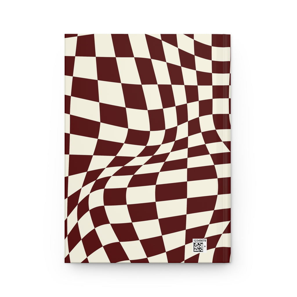 Crimson Warp | Marron & Cream Wavy Check Print Journal