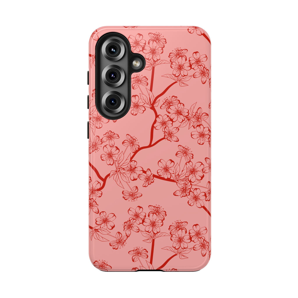Maroon & Blush Striped Tough Phone Case — Durable Protective iPhone Cover