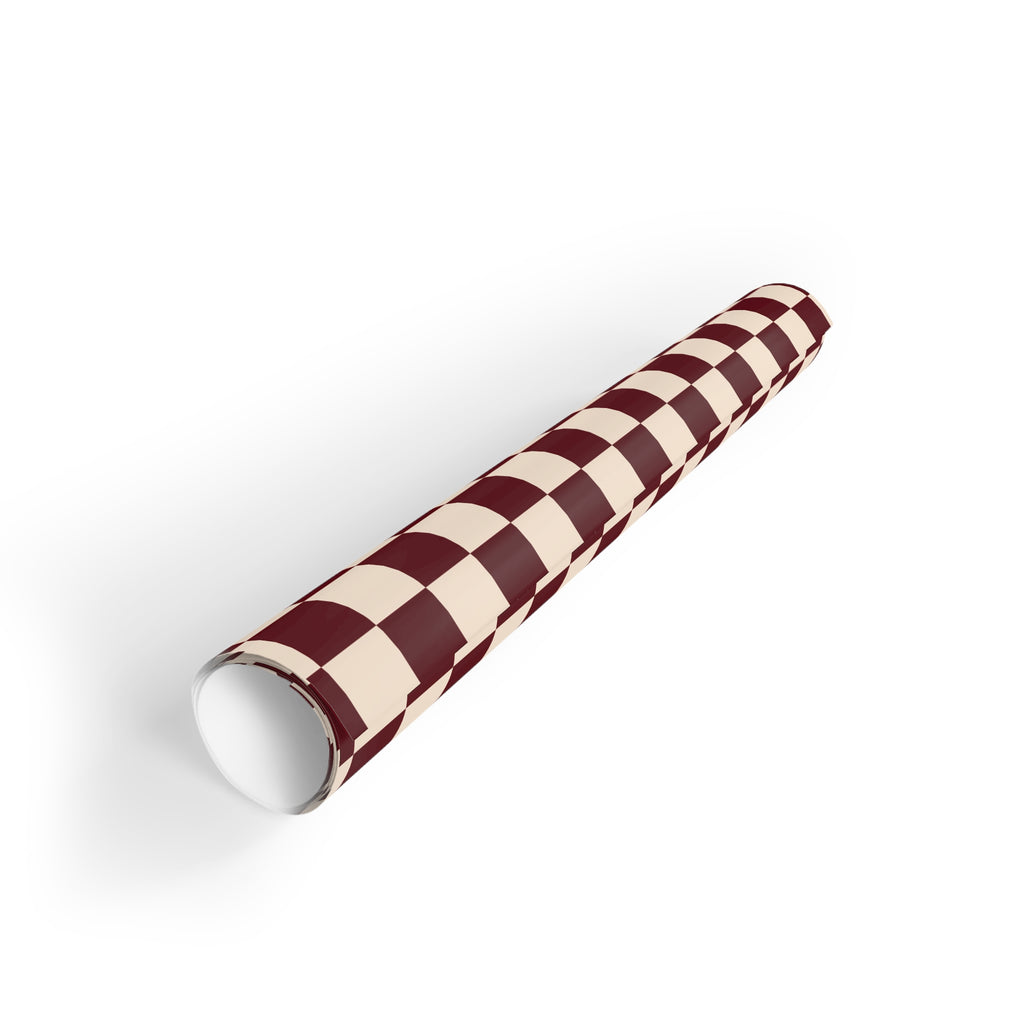 Parlor Check | Burgundy & Cream Checker Wrapping Paper