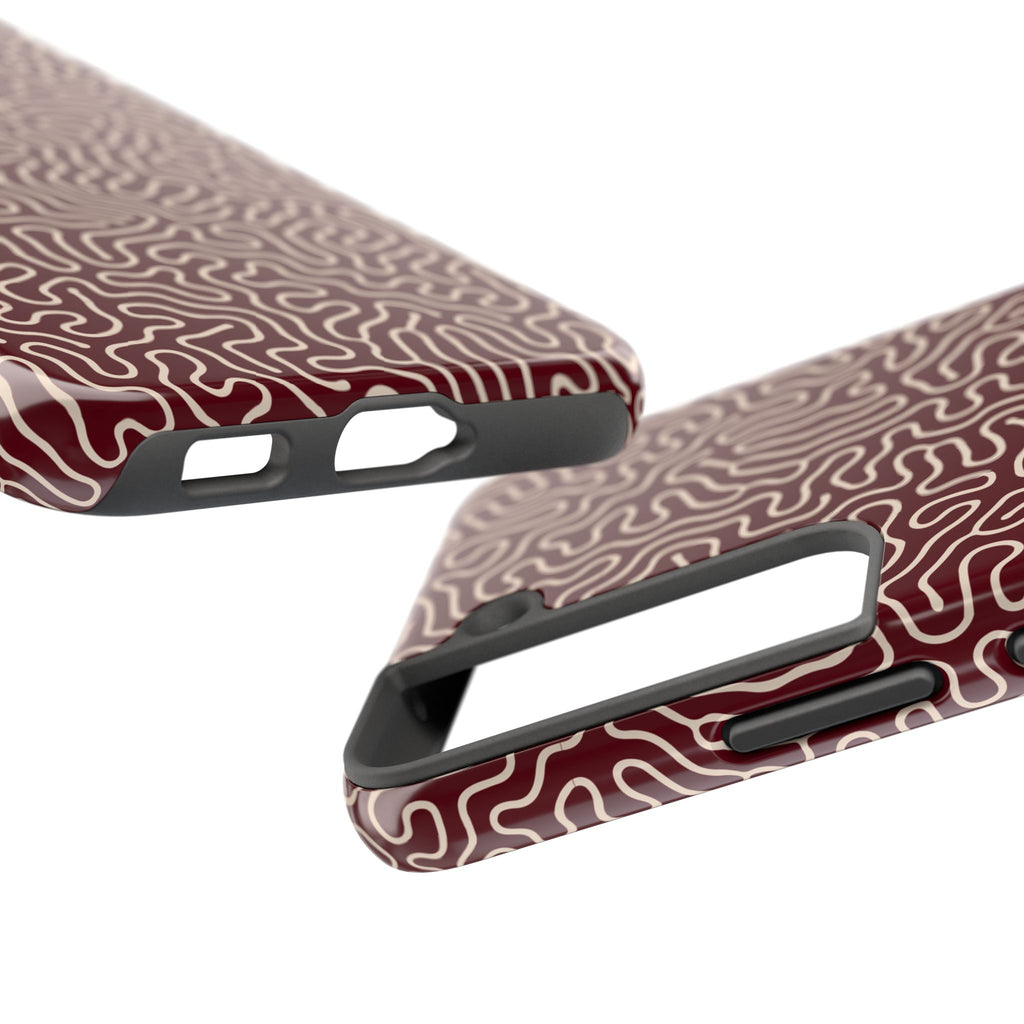 Crimson Reverie | Burgundy Abstract Line Phone Case