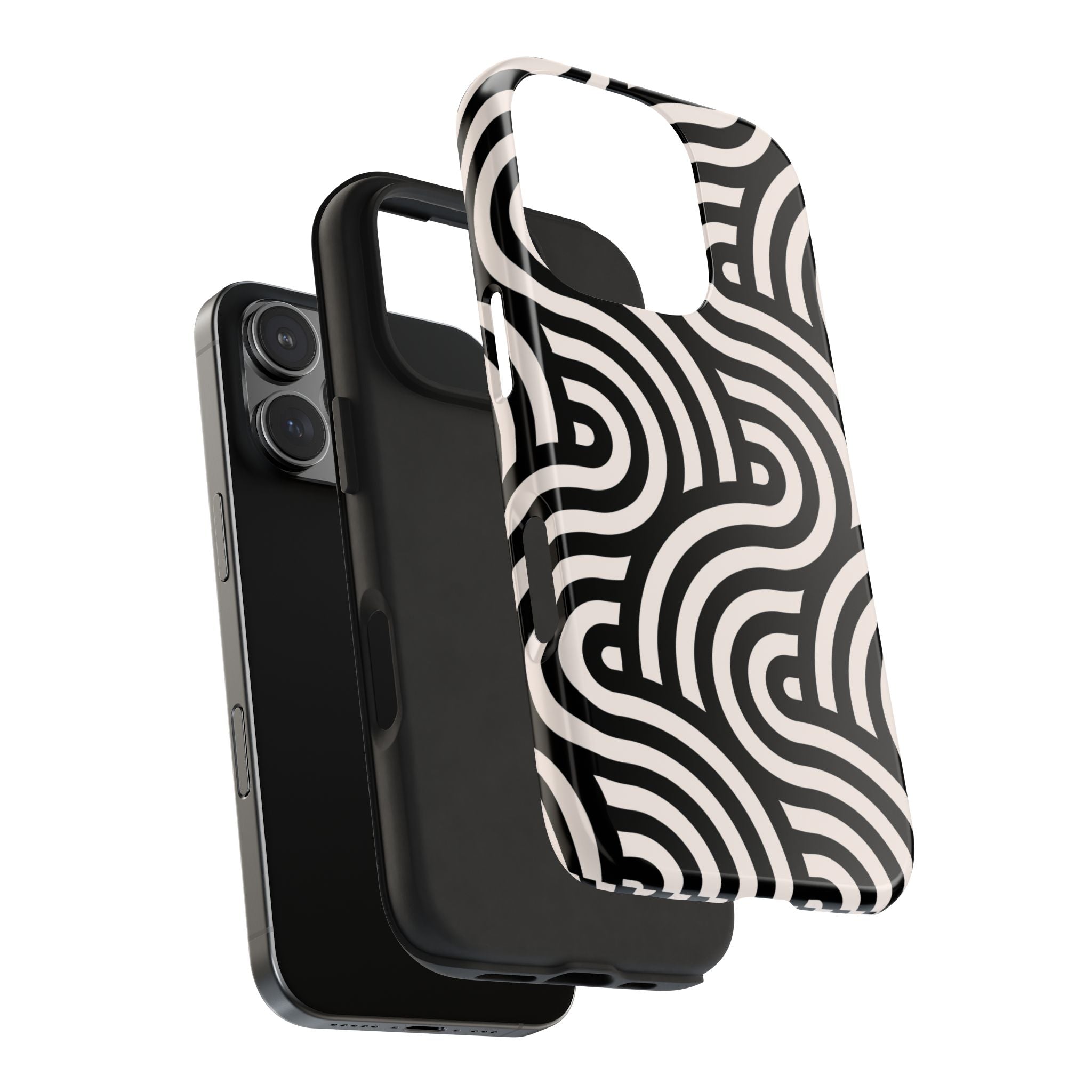 Maroon & Blush Striped Tough Phone Case — Durable Protective iPhone Cover