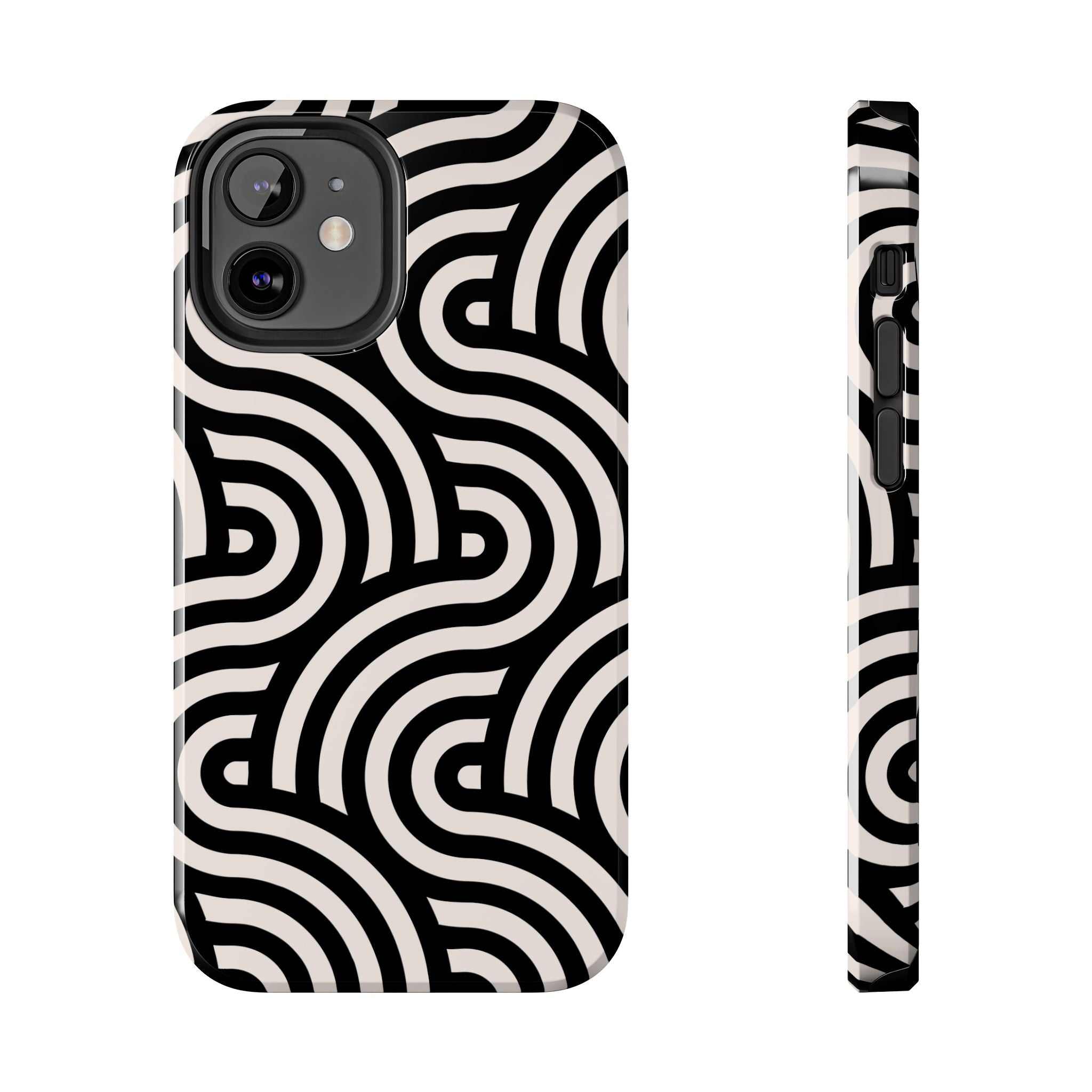 Maroon & Blush Striped Tough Phone Case — Durable Protective iPhone Cover
