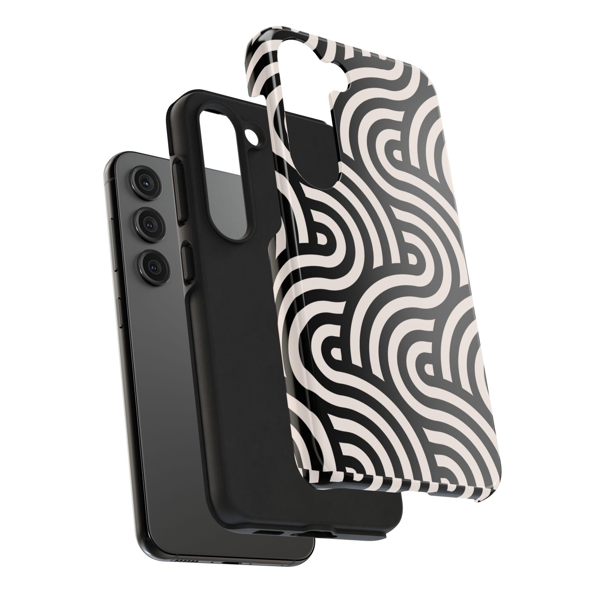Maroon & Blush Striped Tough Phone Case — Durable Protective iPhone Cover