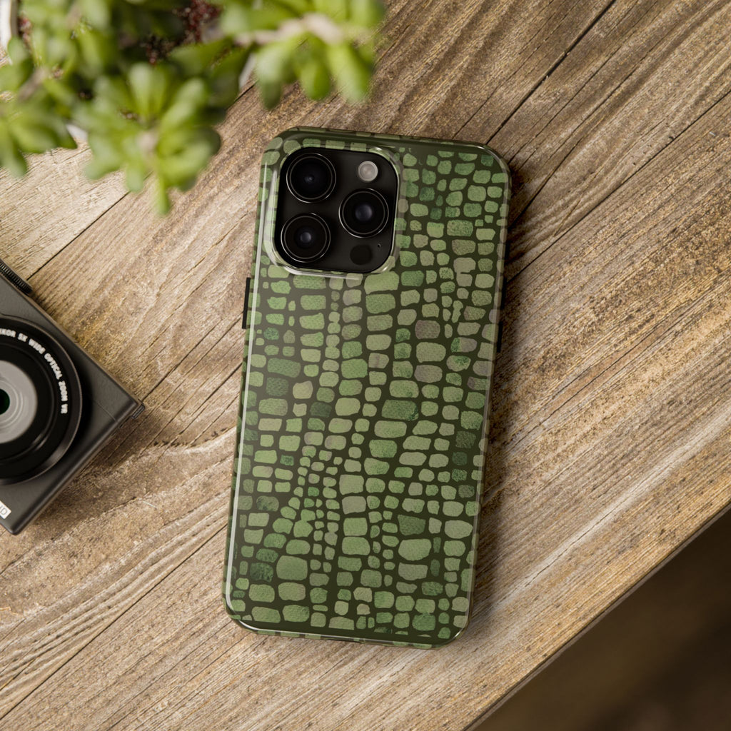 Olive Emboss | Olive & Sage Snakeskin Print Phone Case