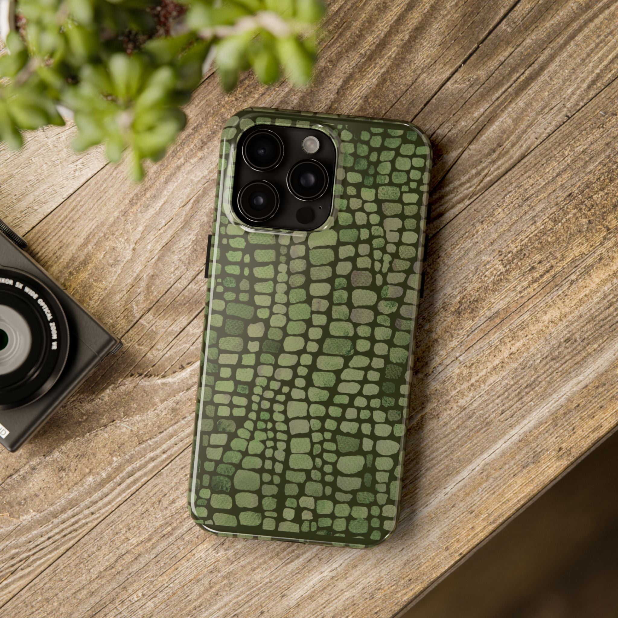 Olive Emboss | Olive & Sage Snakeskin Print Phone Case