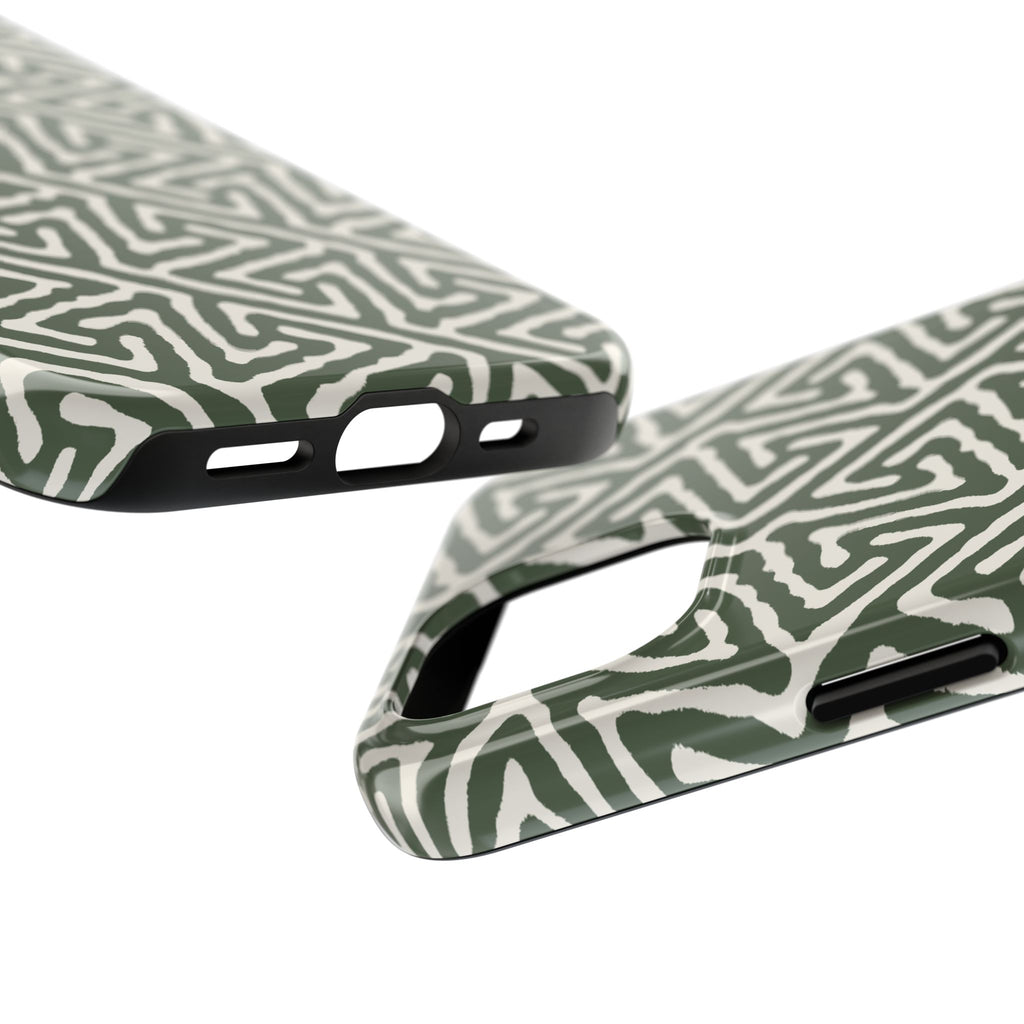 Olive Maze | Sage Geometric Line Phone Case