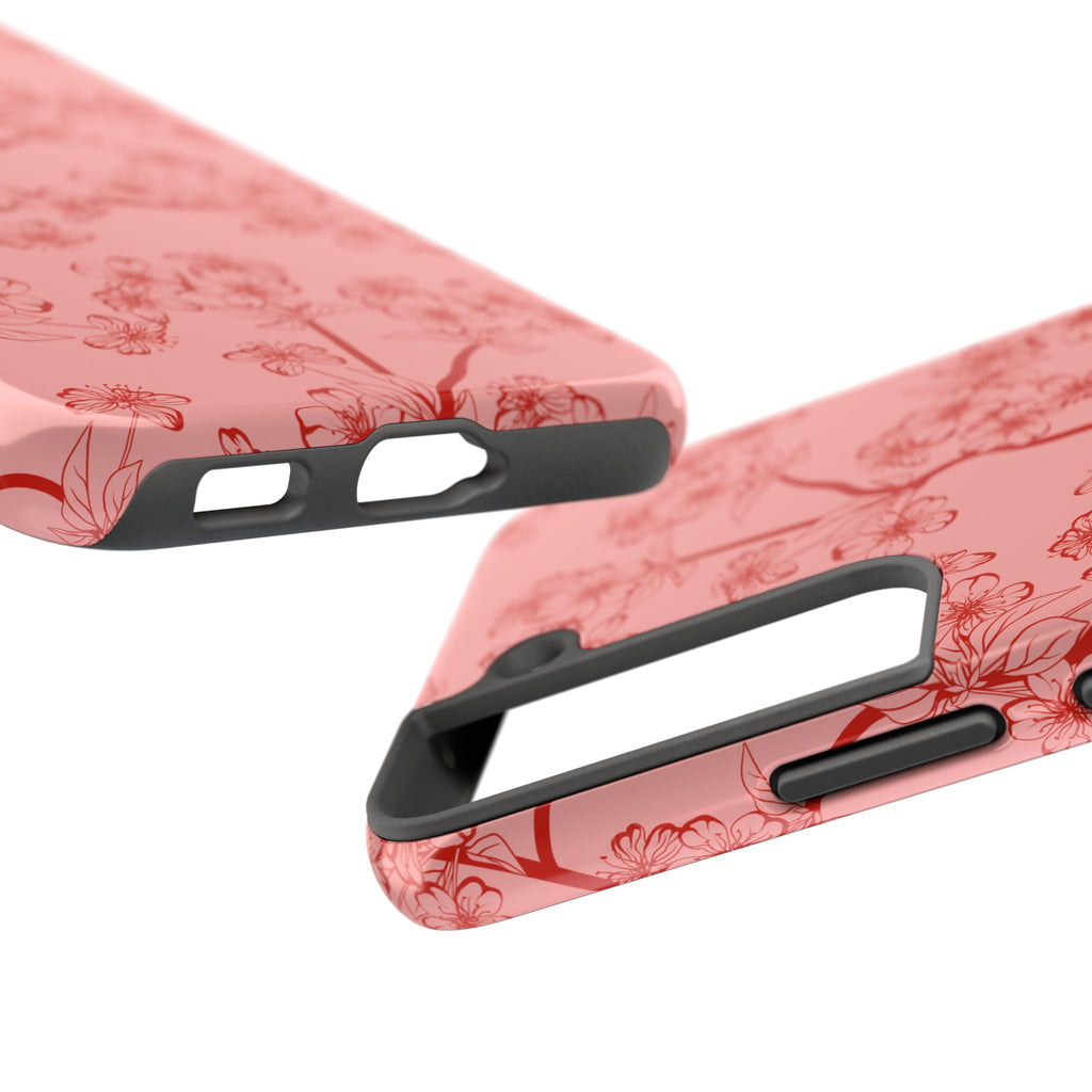 Maroon & Blush Striped Tough Phone Case — Durable Protective iPhone Cover