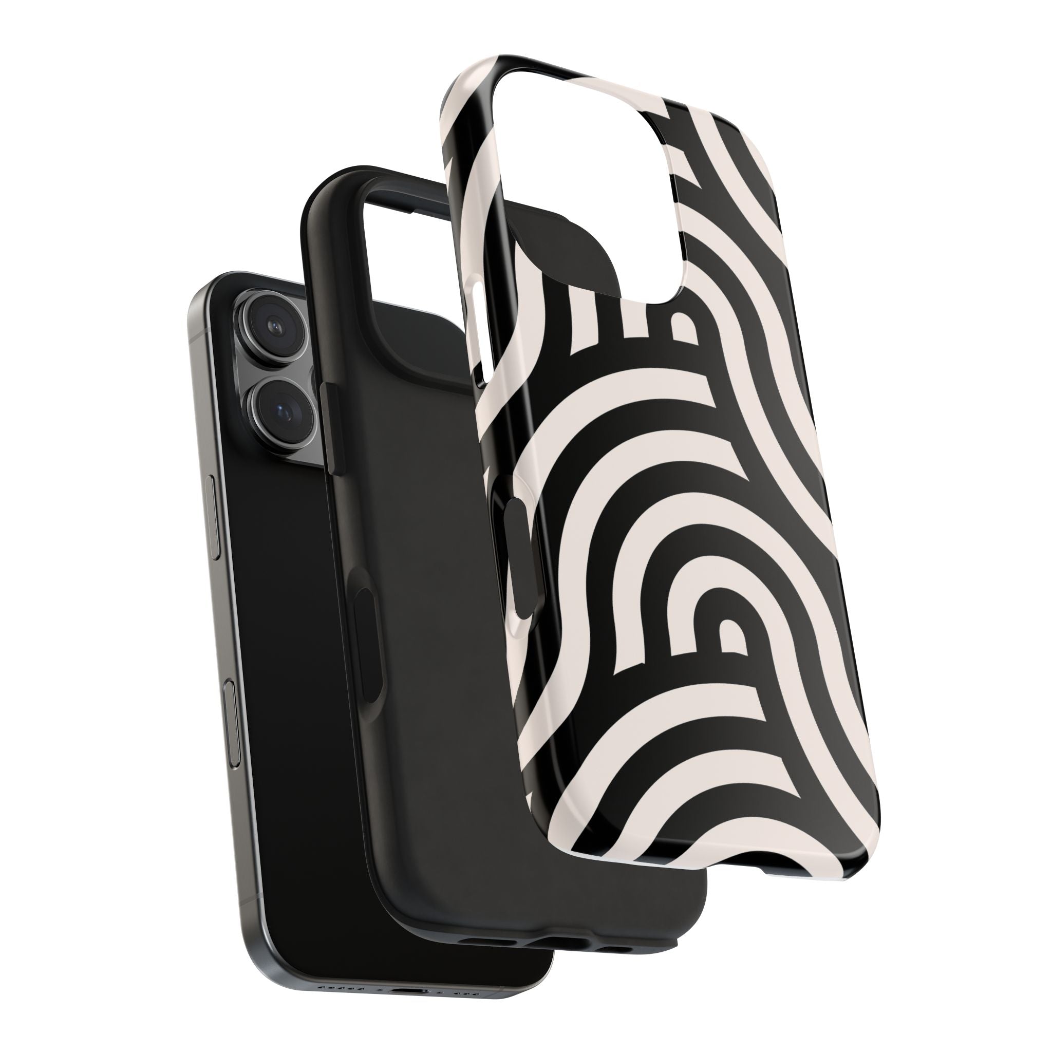 Noir Wave | Black & Cream Retro Curve Phone Case