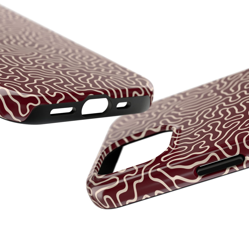 Crimson Reverie | Burgundy Abstract Line Phone Case