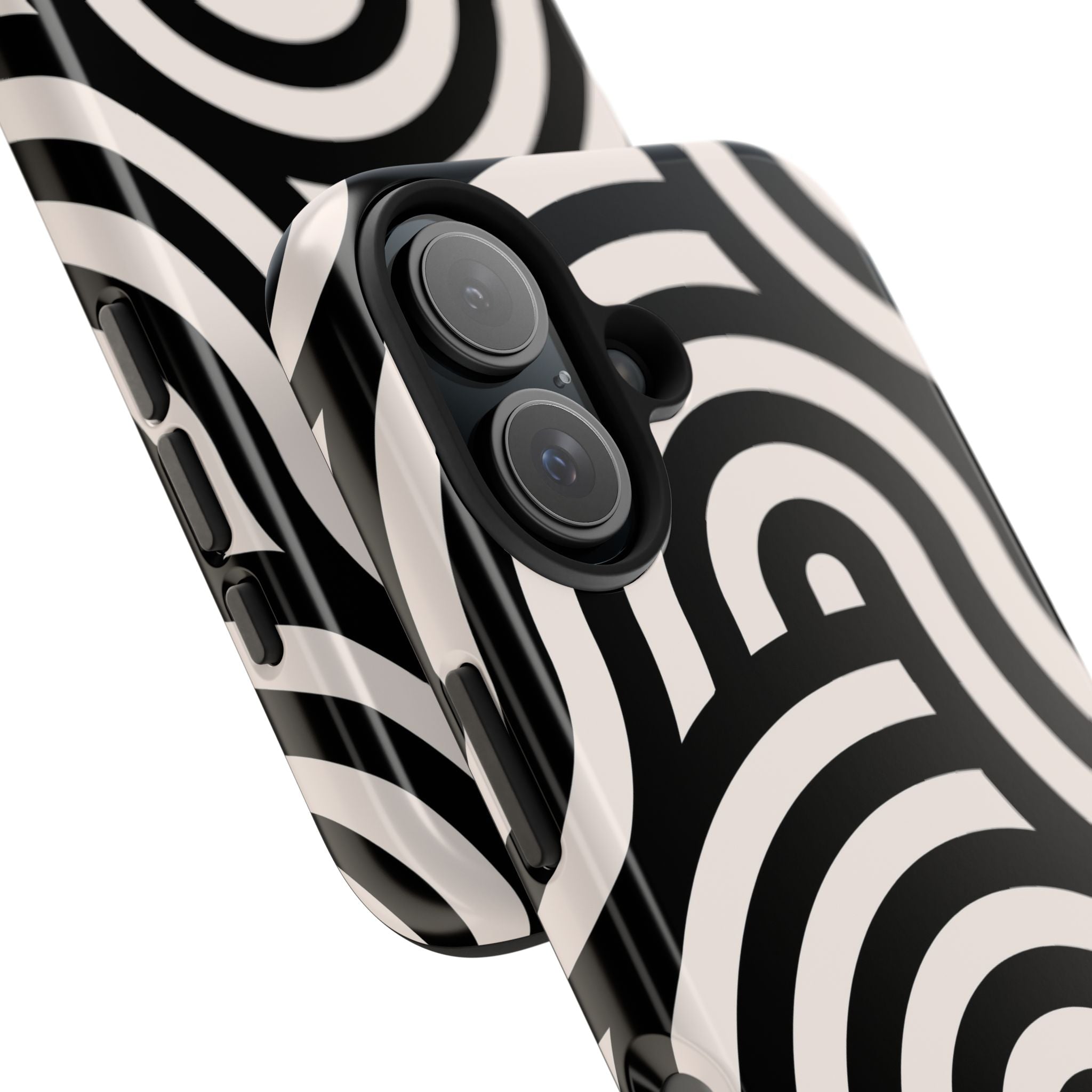 Noir Wave | Black & Cream Retro Curve Phone Case