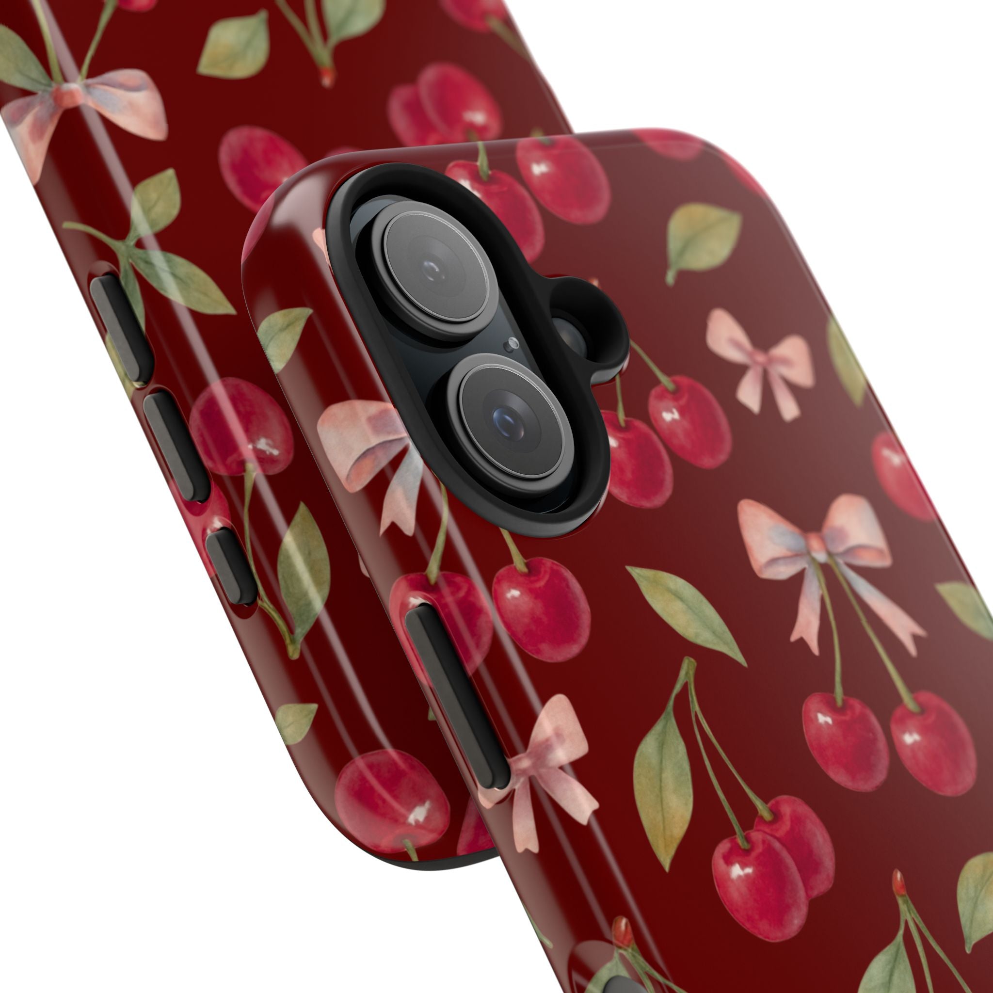 Cherry Kiss | Cherry Bow Print Tough Phone Case