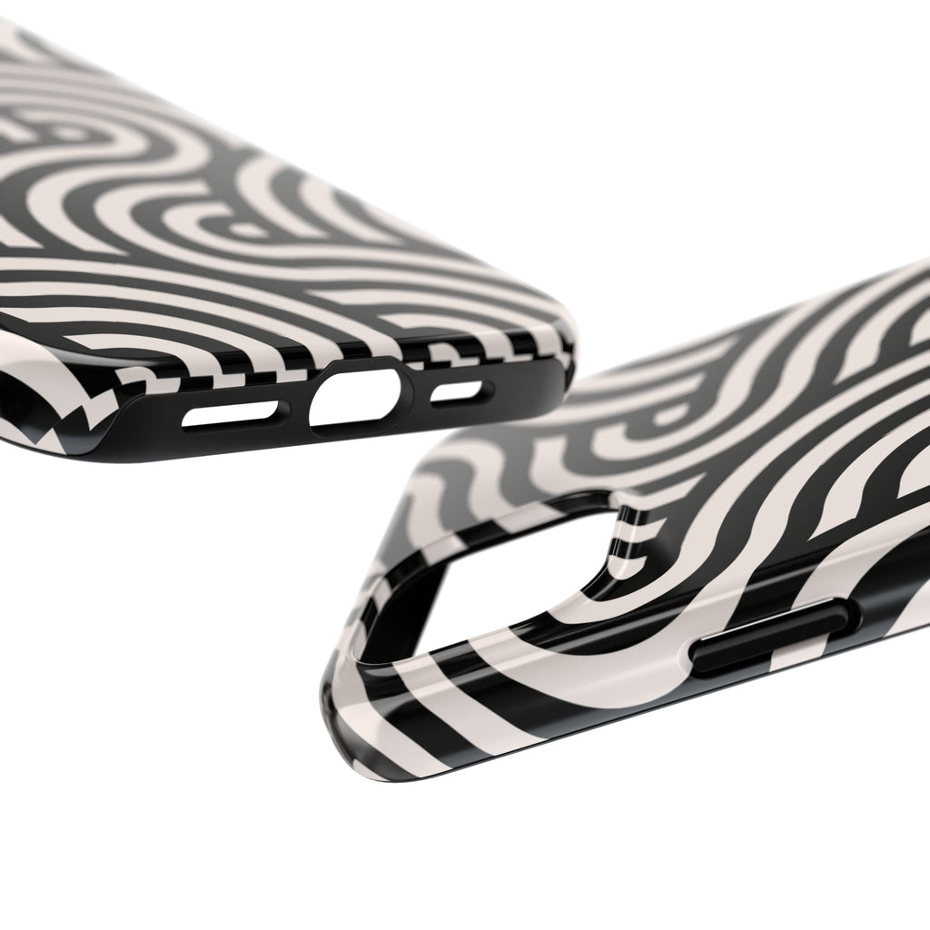 Maroon & Blush Striped Tough Phone Case — Durable Protective iPhone Cover