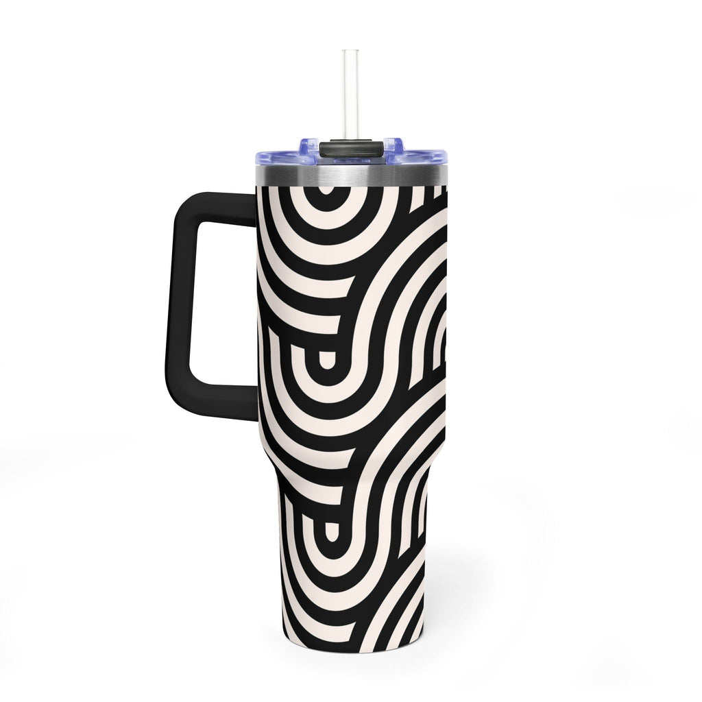 Noir Wave | Black & Cream Retro Curve Tumbler