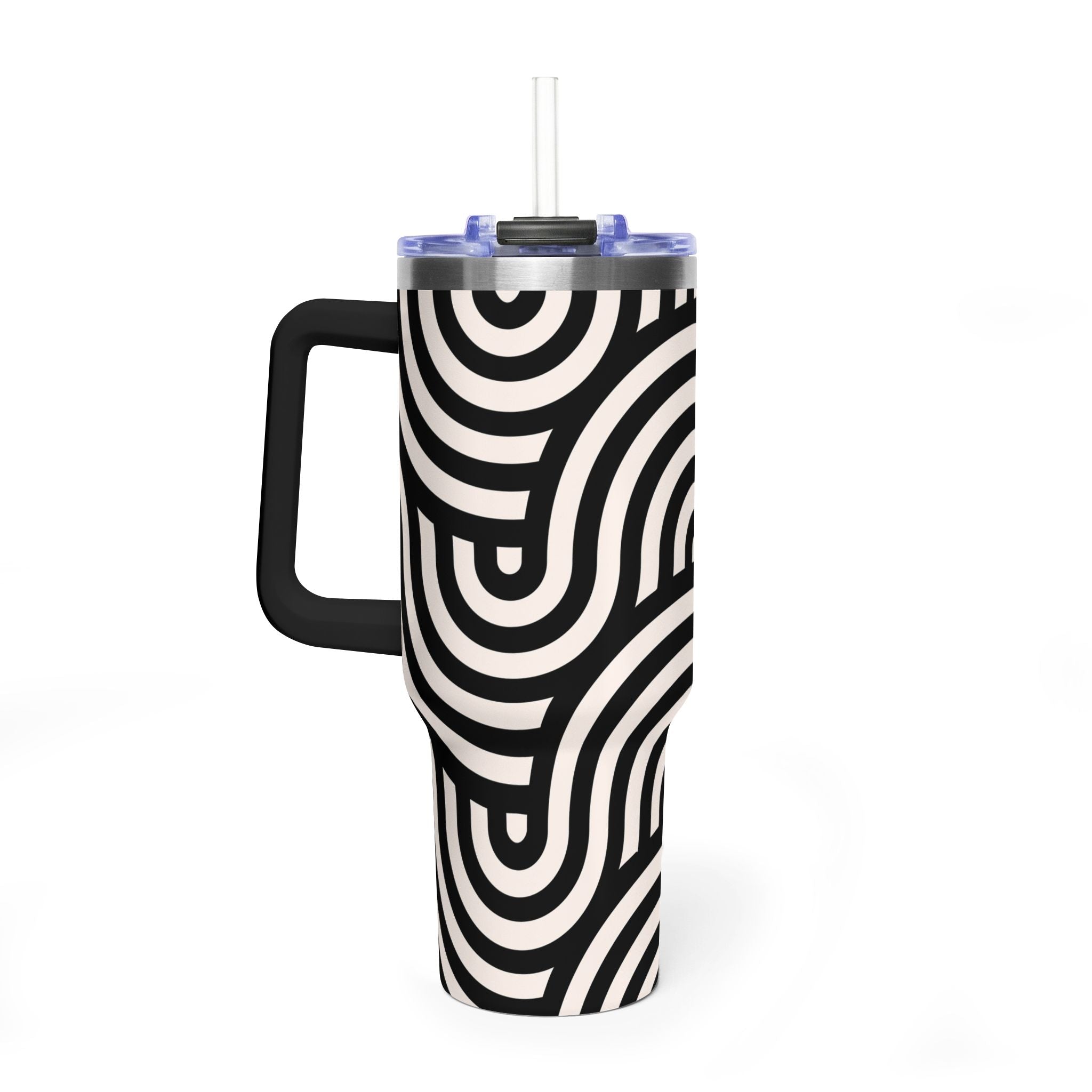 Noir Wave | Black & Cream Retro Curve Tumbler