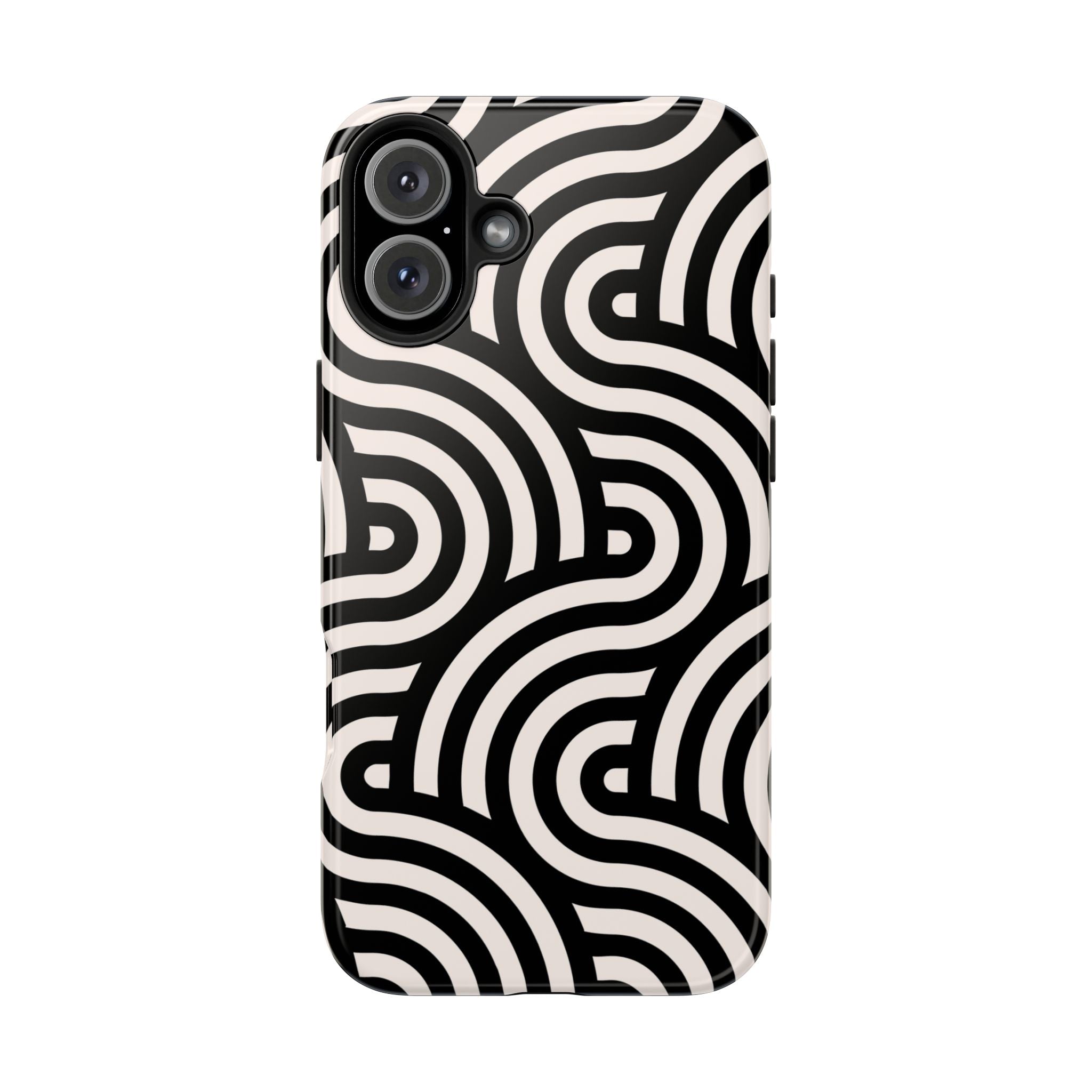 Maroon & Blush Striped Tough Phone Case — Durable Protective iPhone Cover