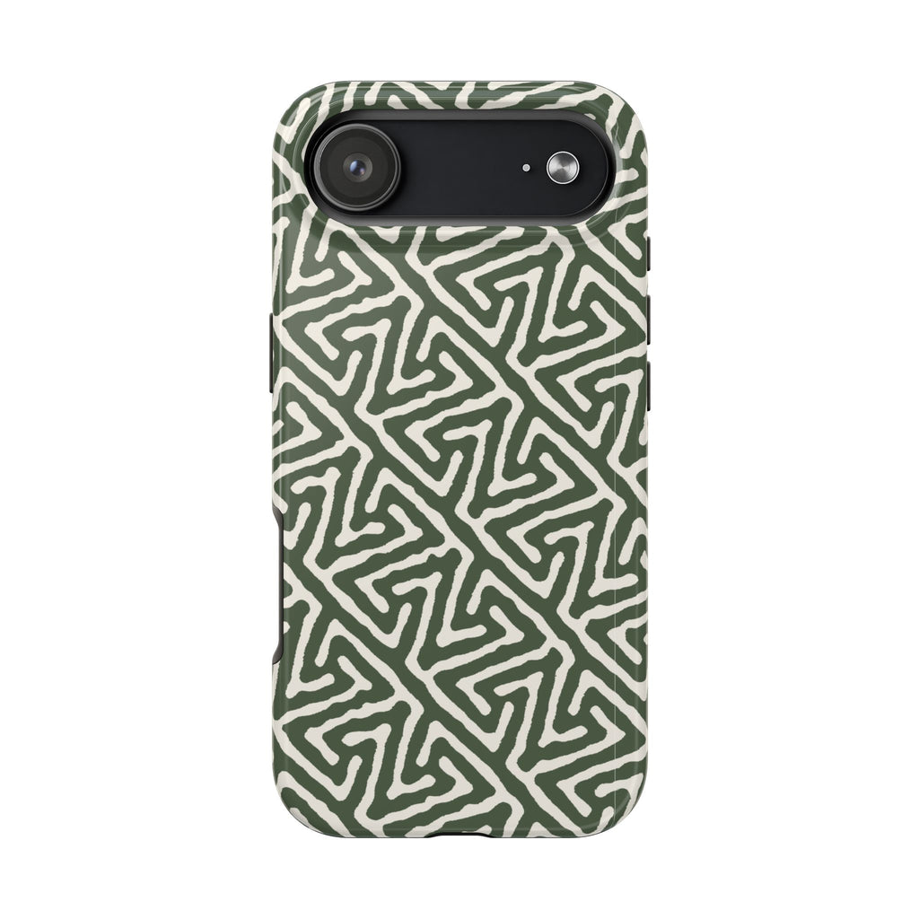 Olive Maze | Sage Geometric Line Phone Case