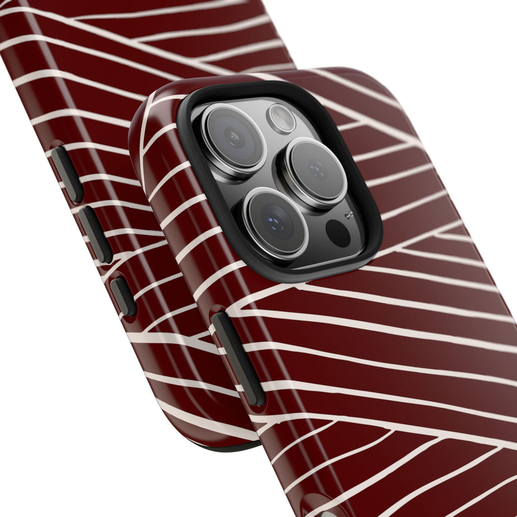 Crimson Form | Burgundy Abstract Stripe Phone Case