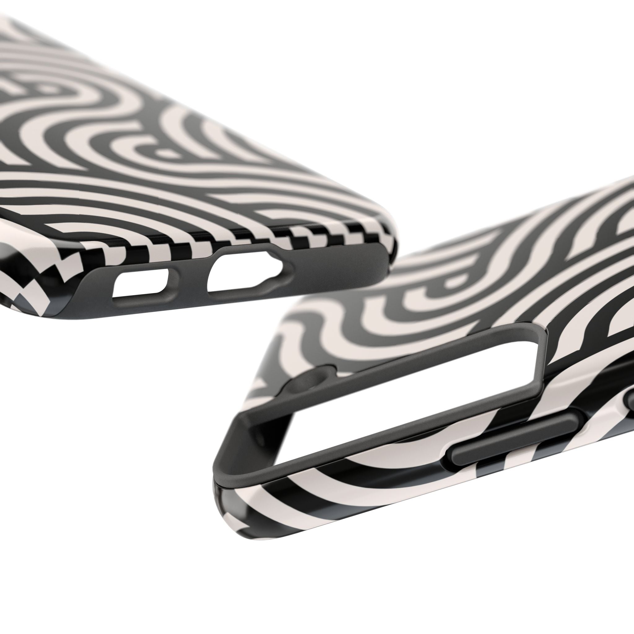 Maroon & Blush Striped Tough Phone Case — Durable Protective iPhone Cover