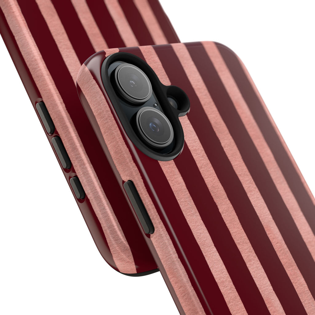 Blush Column | Burgundy & Soft Pink Stripe Phone Case