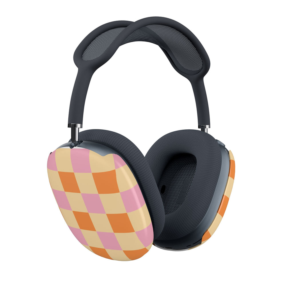 Sunwash Check | Peach, Pink & Orange Grid AirPods Max Case