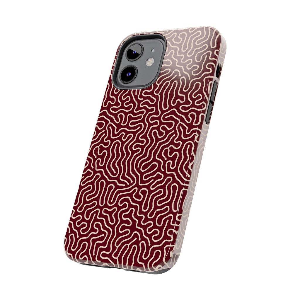 Crimson Reverie | Burgundy Abstract Line Phone Case