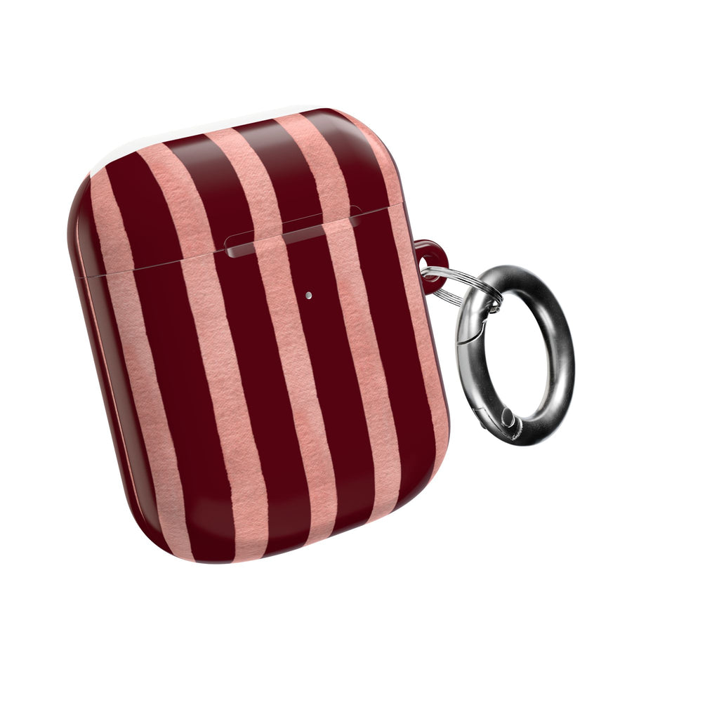 Blush Column | Burgundy & Soft Pink Stripe AirPods Case