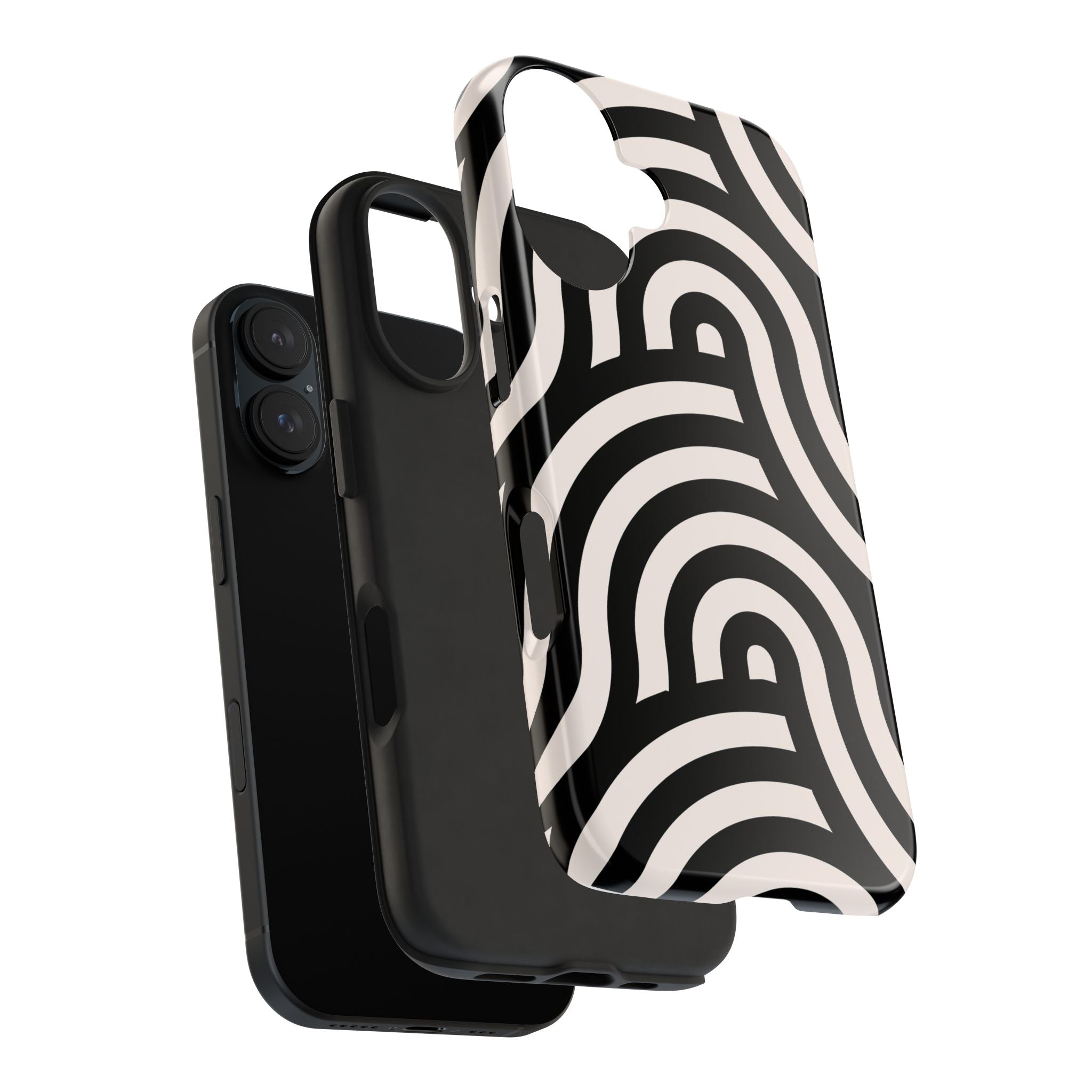 Noir Wave | Black & Cream Retro Curve Phone Case