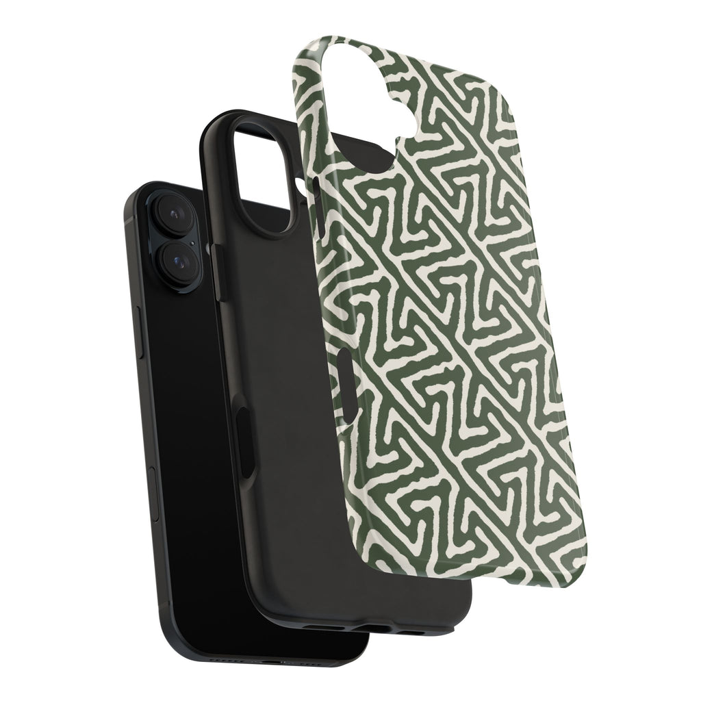 Olive Maze | Sage Geometric Line Phone Case