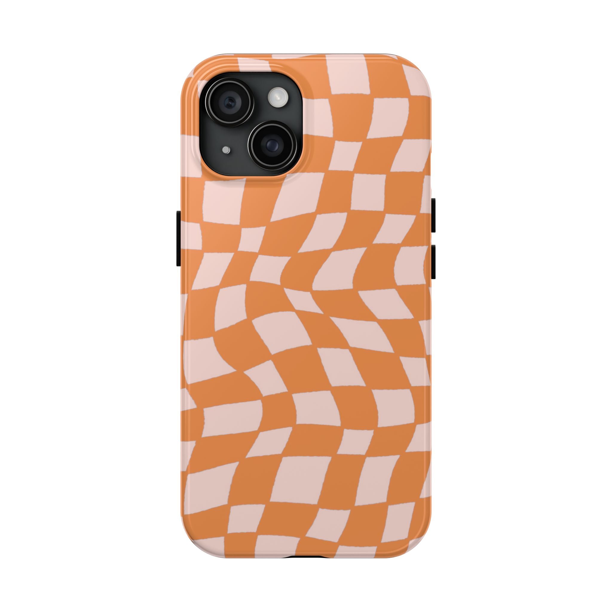 Warped Summer | Orange Wavy Checker Phone Case