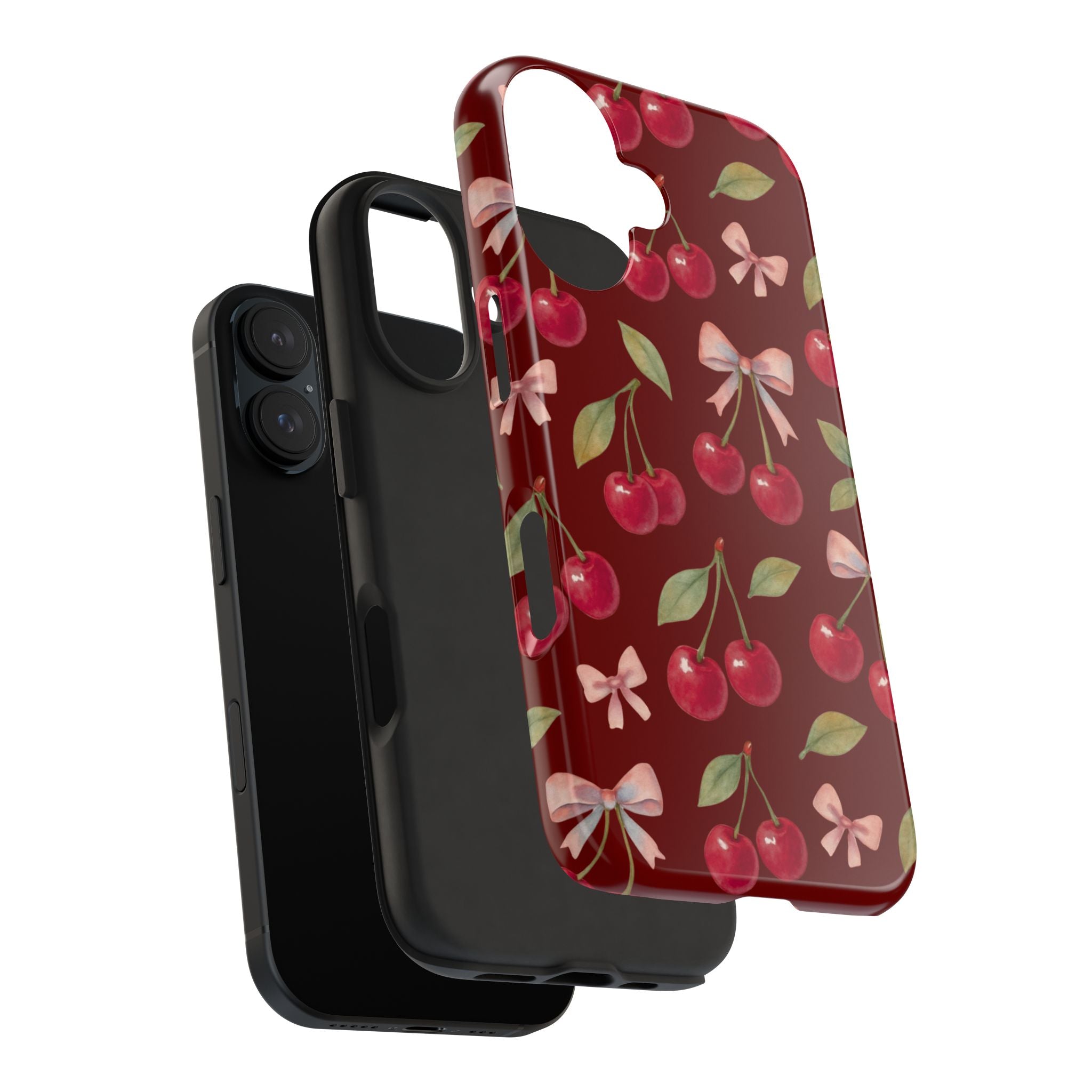 Cherry Kiss | Cherry Bow Print Tough Phone Case