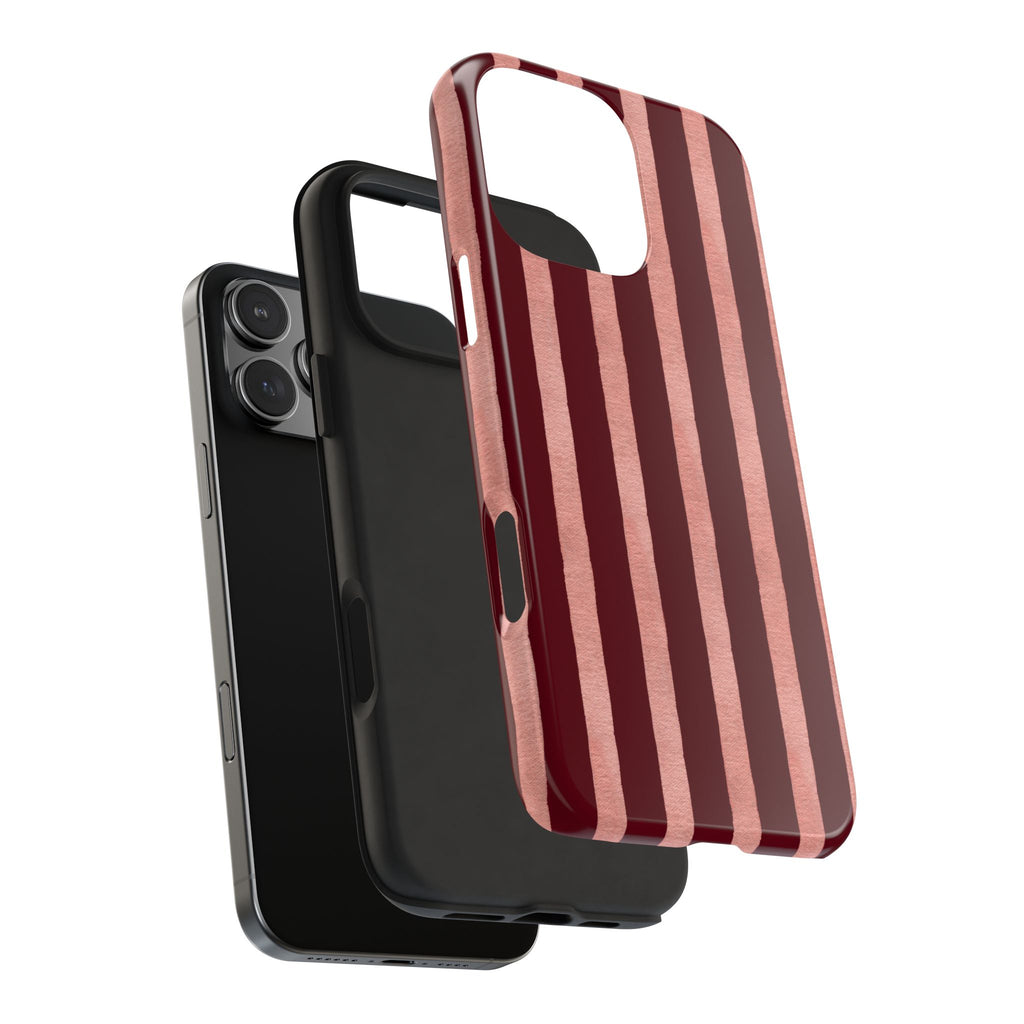 Blush Column | Burgundy & Soft Pink Stripe Phone Case