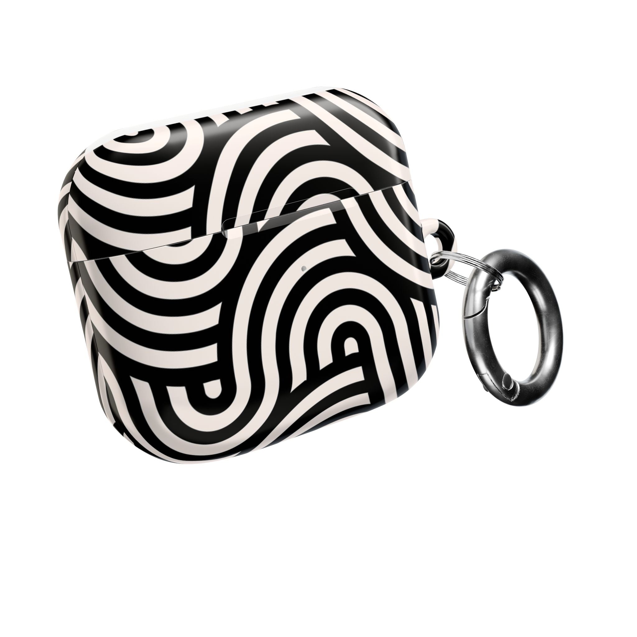 Noir Wave | Black & Cream Retro Curve AirPods Case