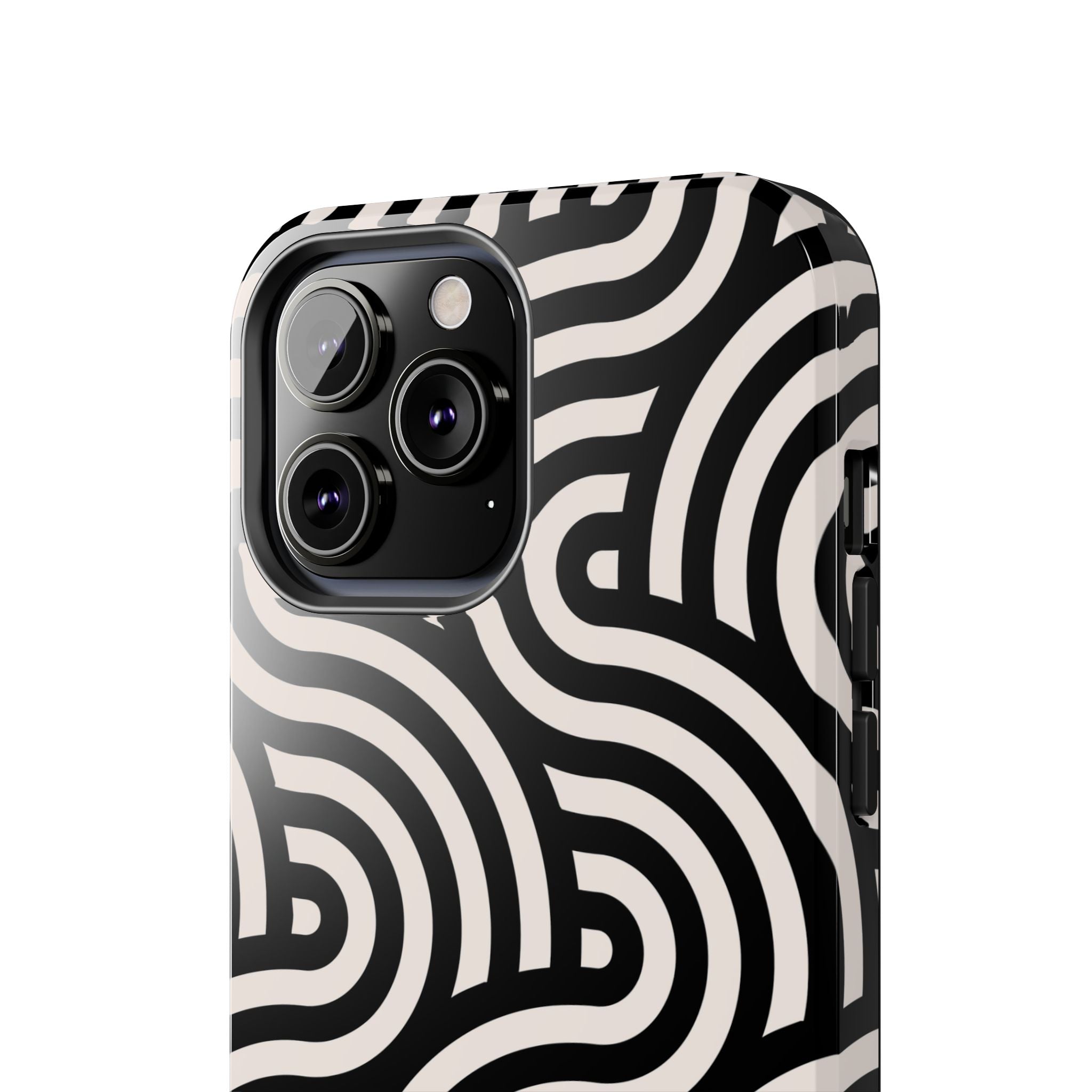 Maroon & Blush Striped Tough Phone Case — Durable Protective iPhone Cover